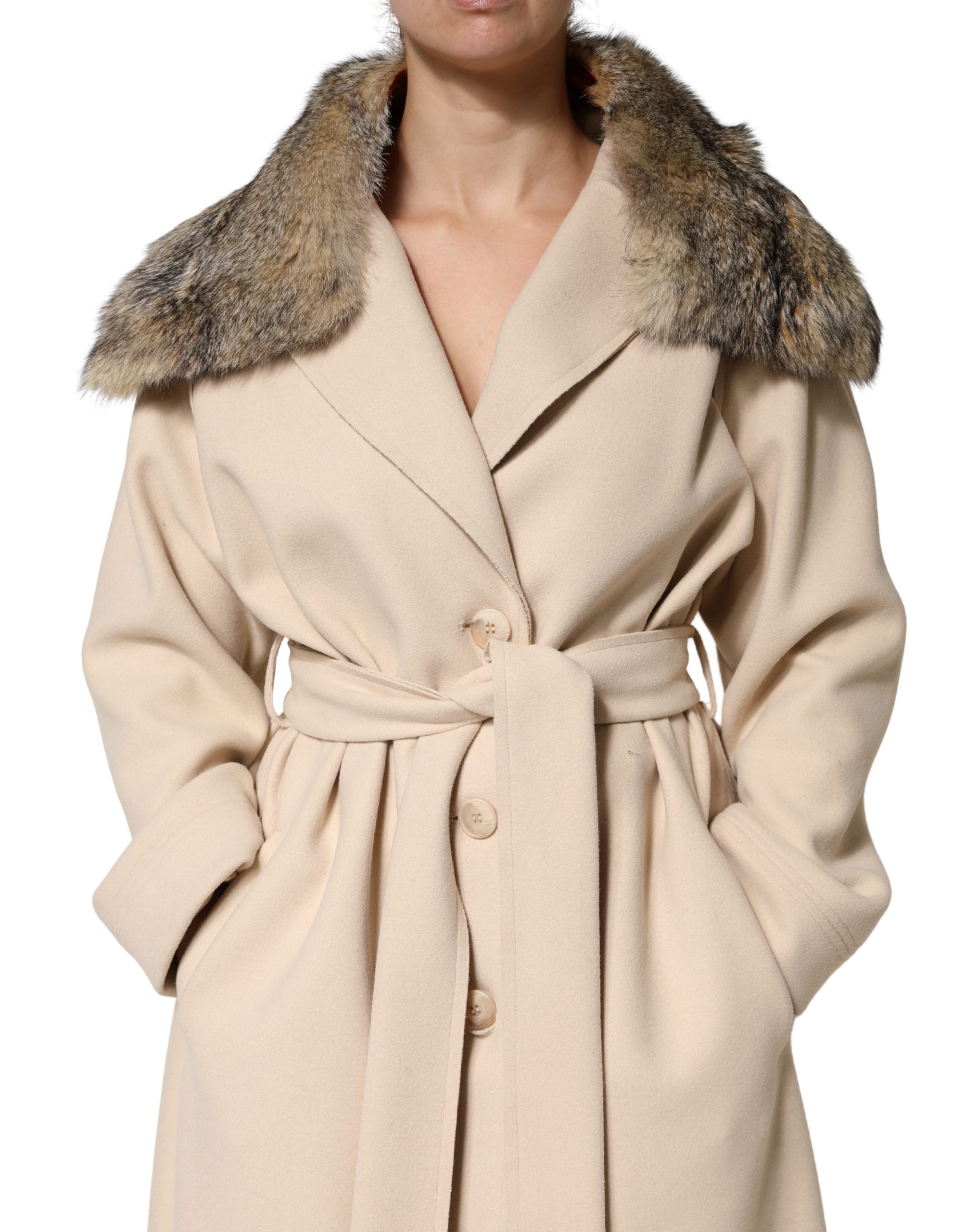 Dolce & Gabbana Brunt Pelshalstørklæde med Skulderkrave og Hals