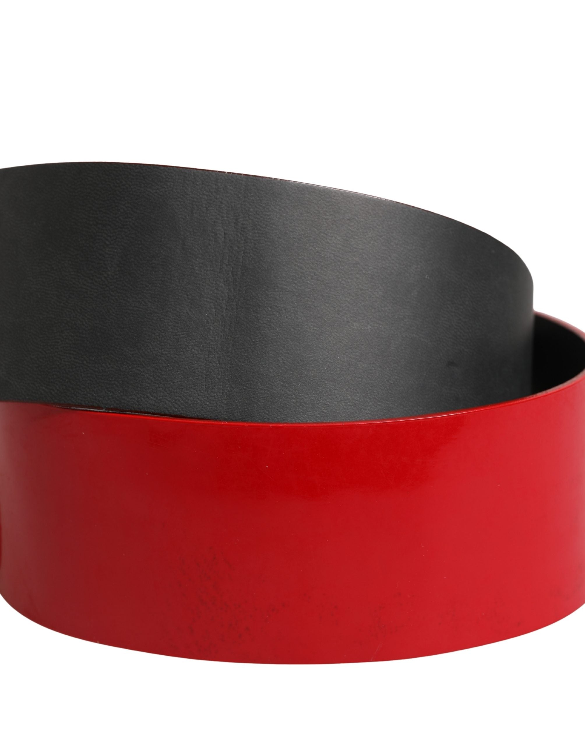 Costume National Red Wide Waist Silver Metal Buckle Belt