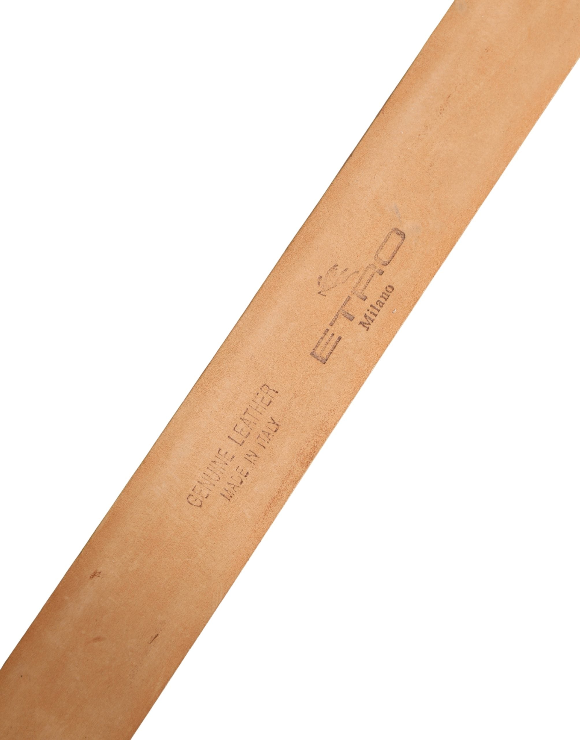 Etro Orange Genuine Leather Silver Metal Buckle Waist Belt