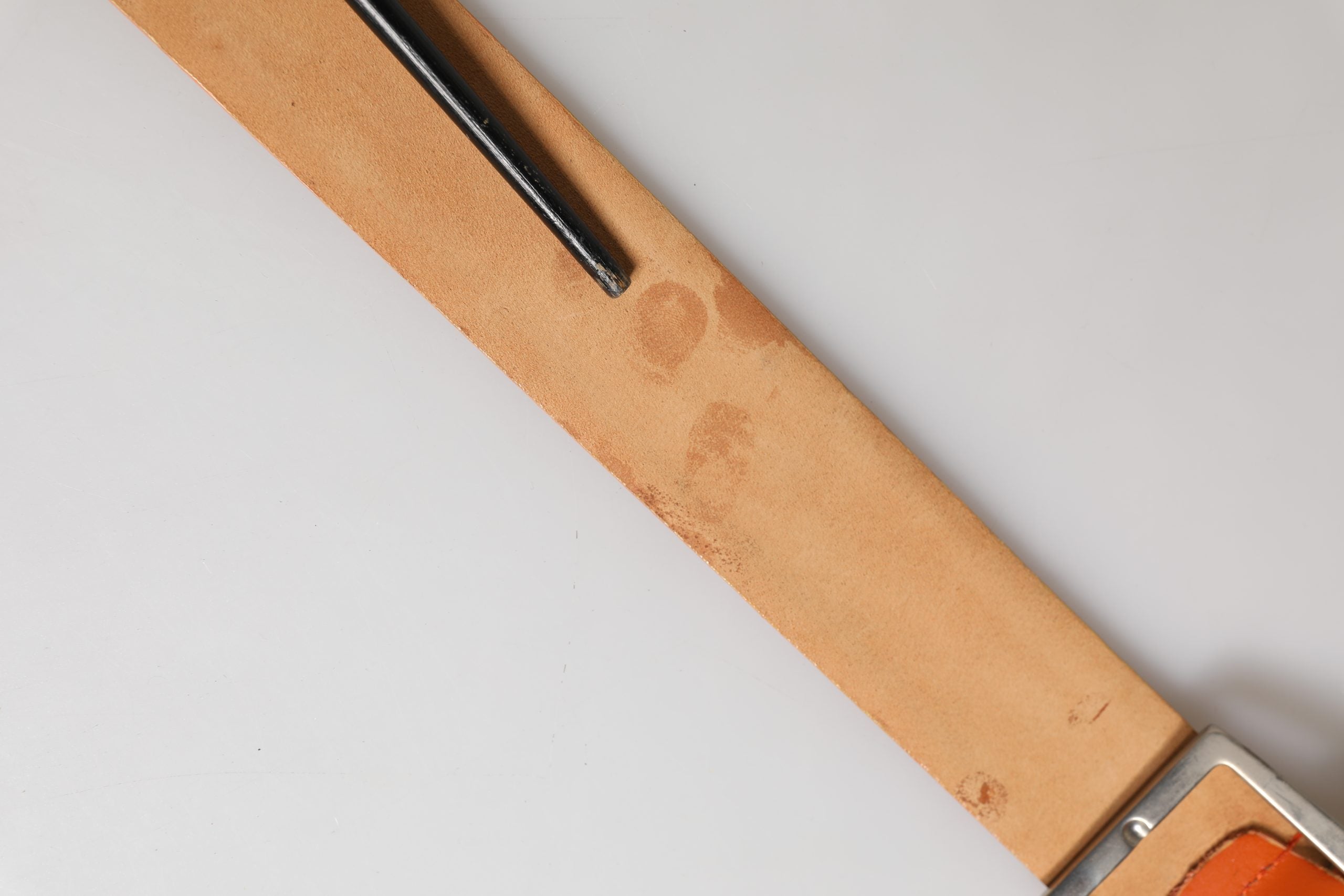 Etro Orange Genuine Leather Silver Metal Buckle Waist Belt