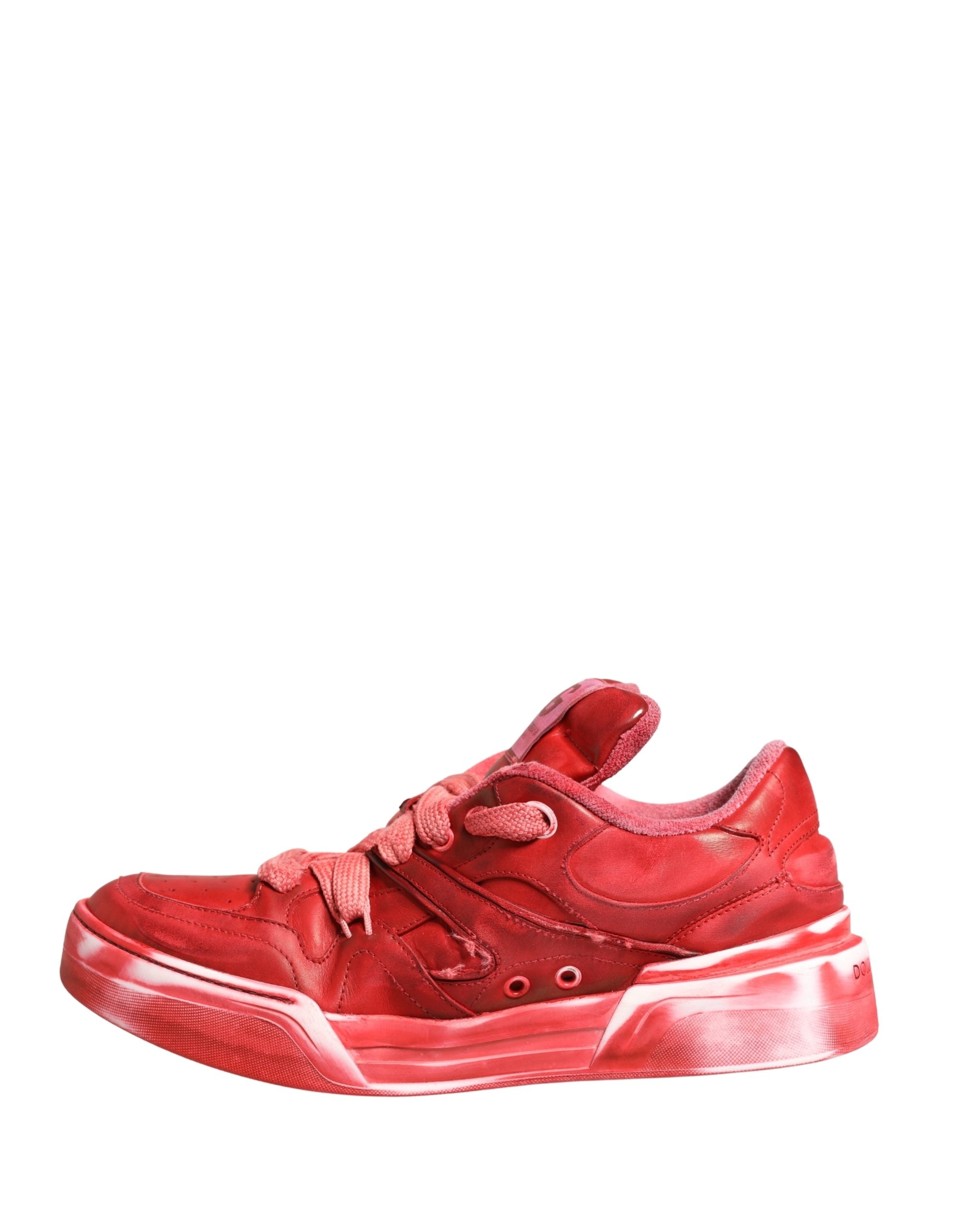 Dolce & Gabbana Red Distressed Suede Men Sneakers Shoes
