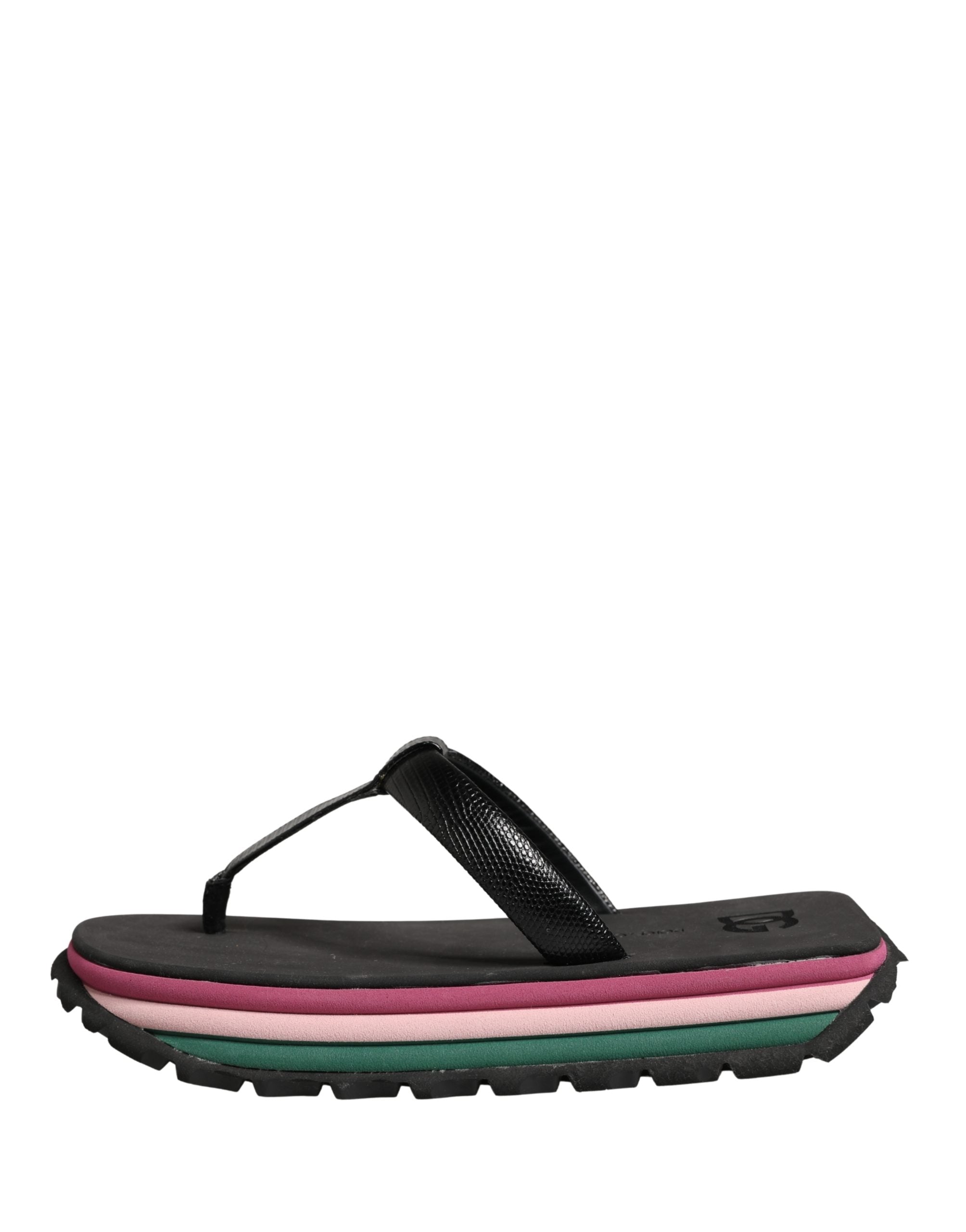 Dolce & Gabbana Multicolor Rubber Chunky Flip Flop Shoes