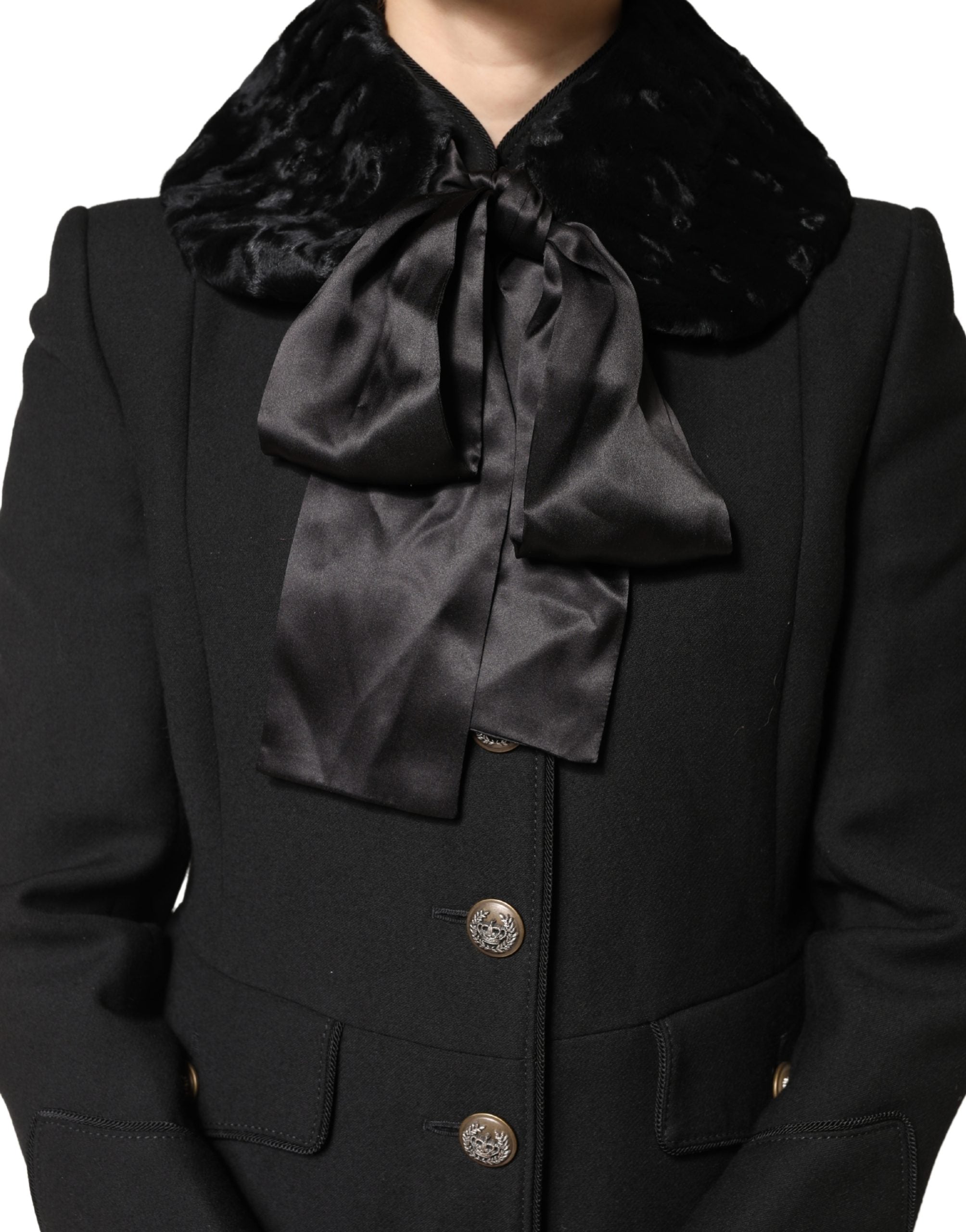 Dolce & Gabbana sort lammepels kvinder halsvarmer vinter tørklæde