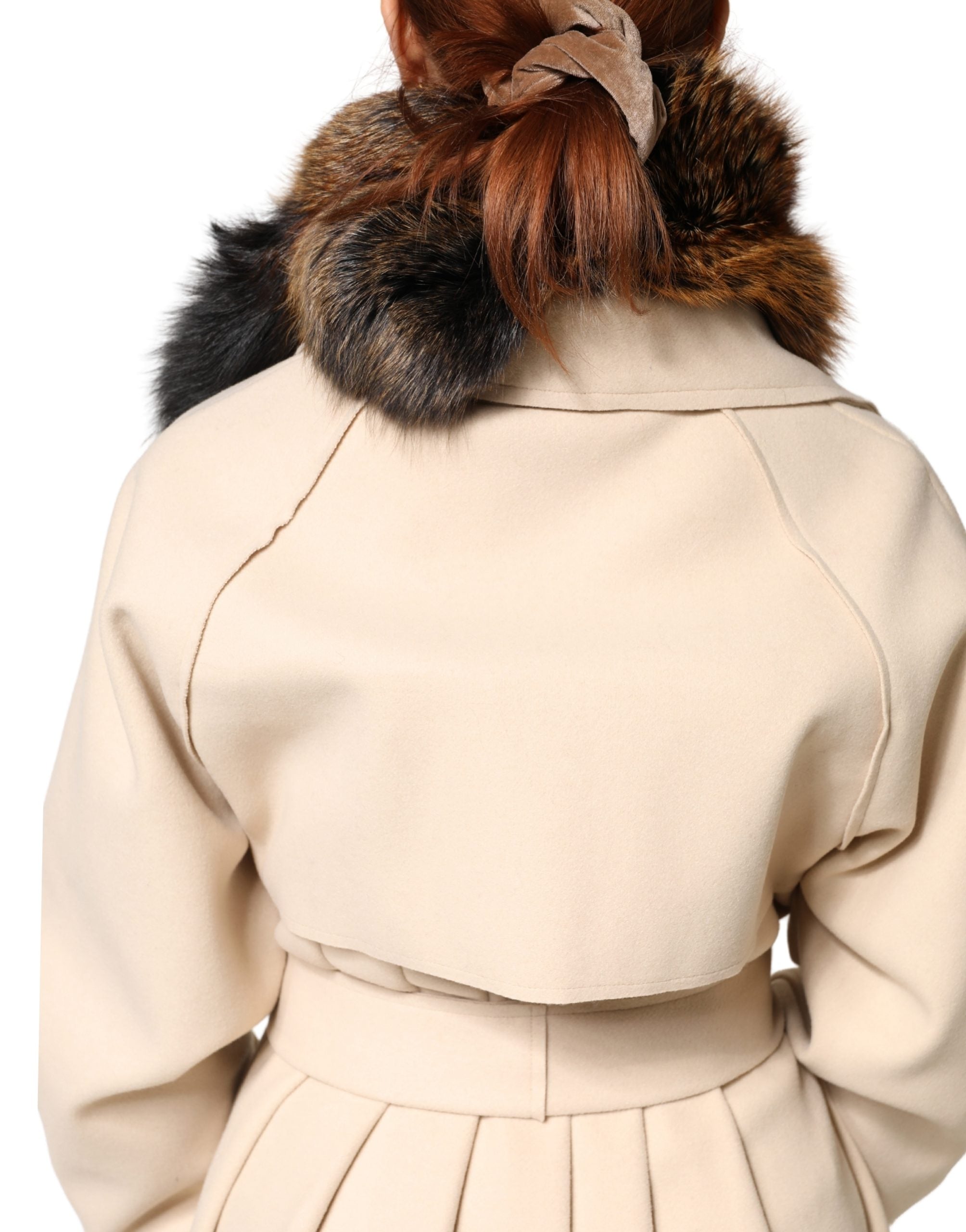 Dolce & Gabbana Brun Rød Rævepels Halsvarmer Vintertørklæde