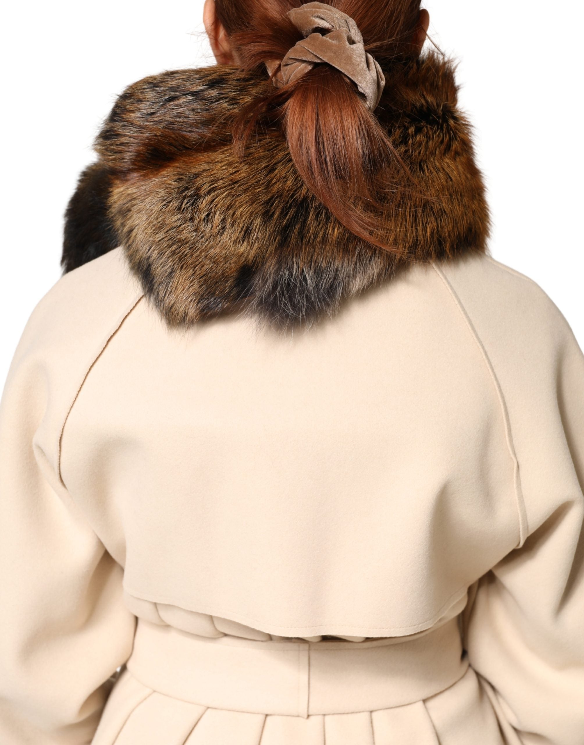 Dolce & Gabbana Brun Rød Rævepels Halsvarmer Vintertørklæde