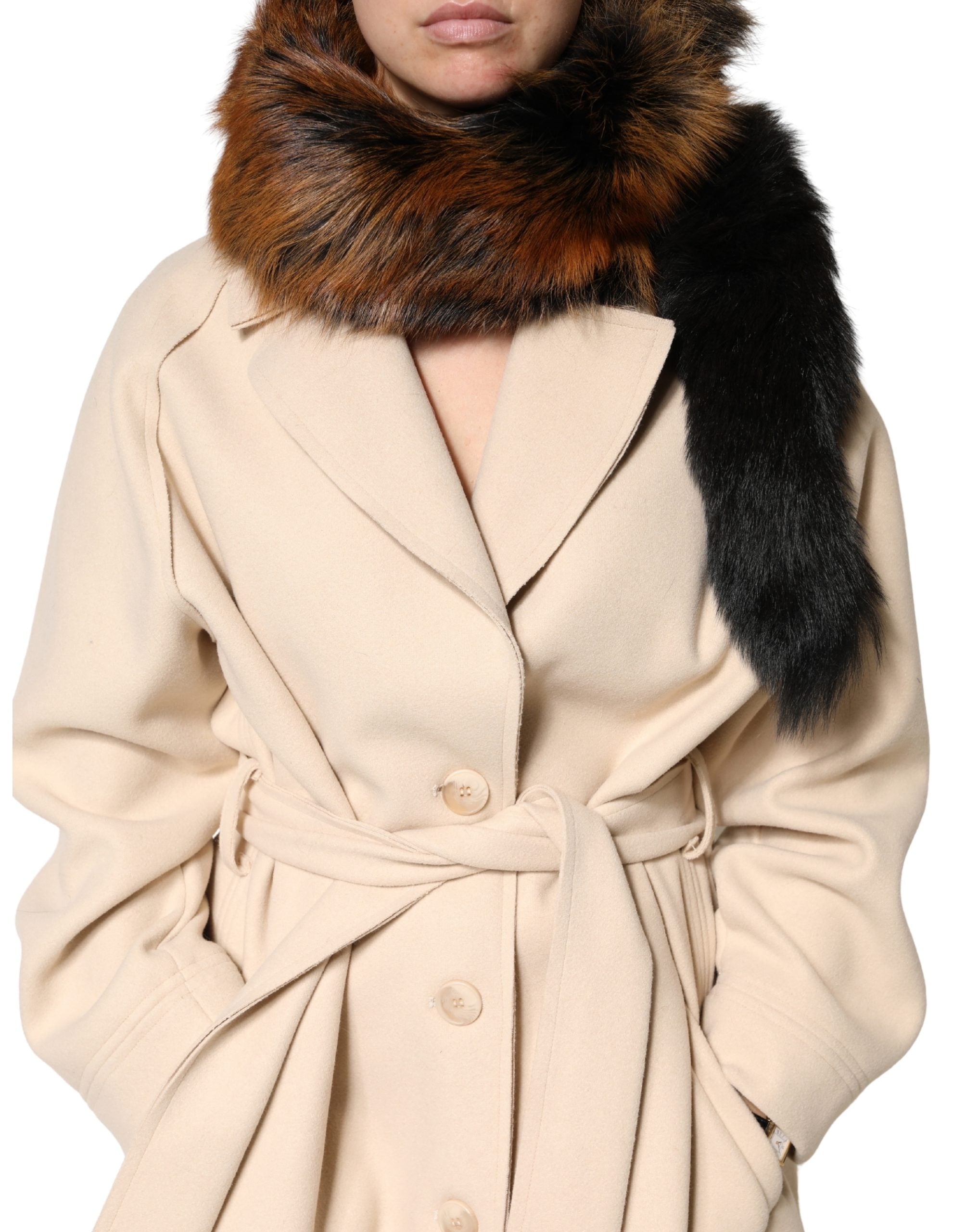 Dolce & Gabbana Brun Rød Rævepels Halsvarmer Vintertørklæde