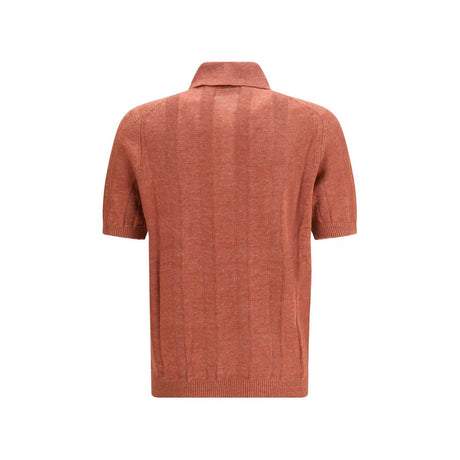 Brunello Cucinelli Orange Cotton Polo Shirt