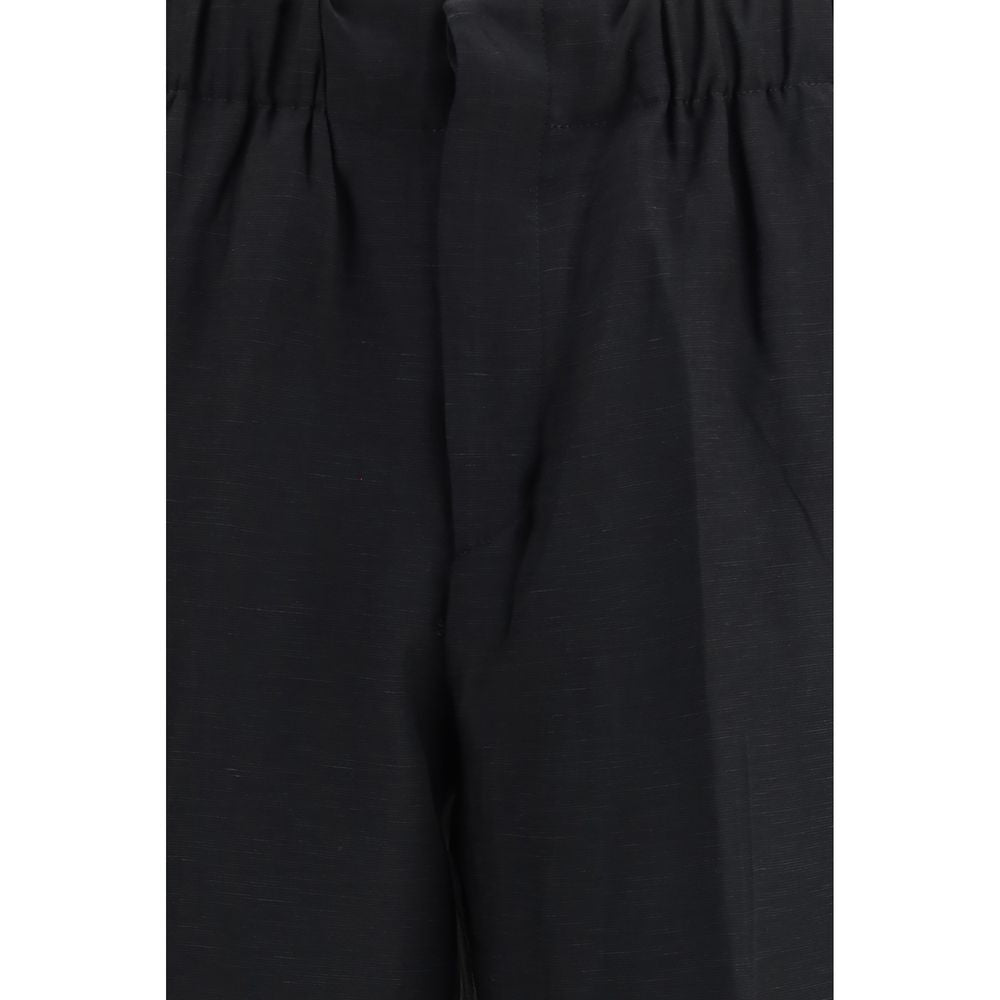 Laneus Black Viscose Casual Pants