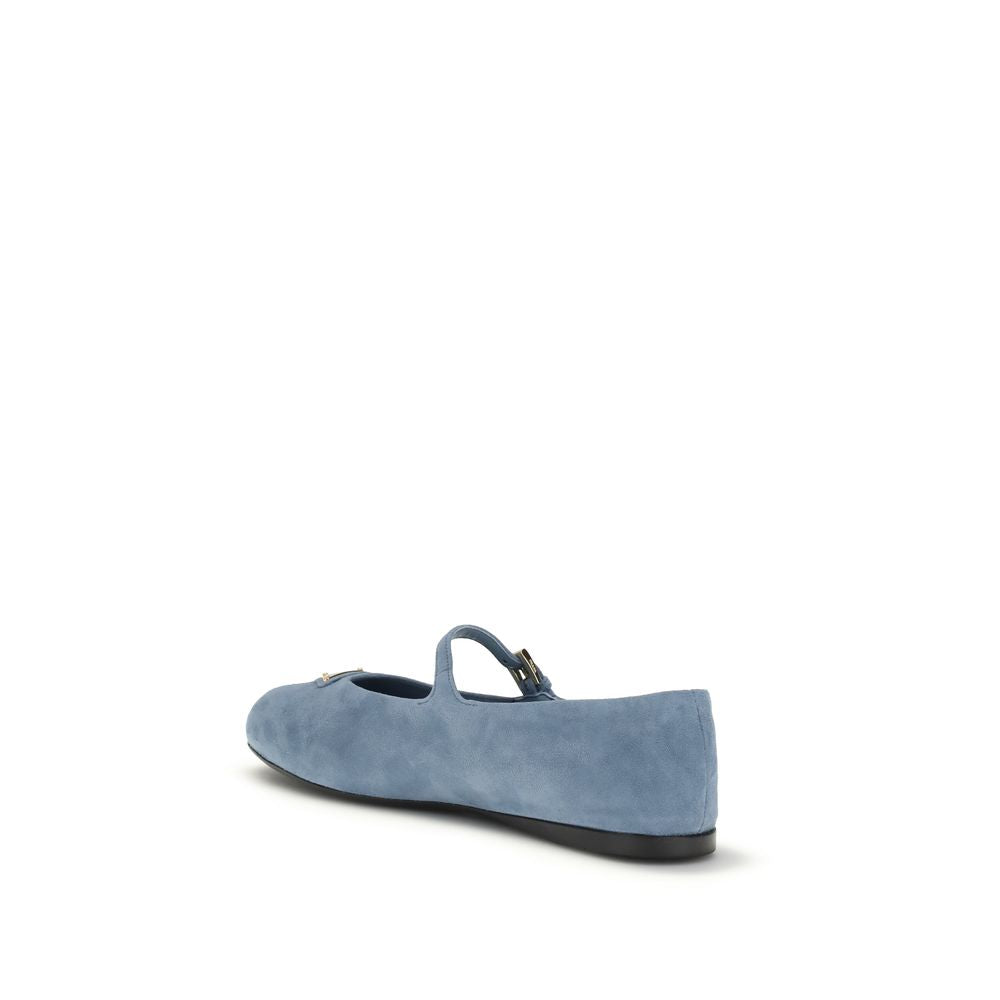 Prada Blue Goatskin Ballet Flats