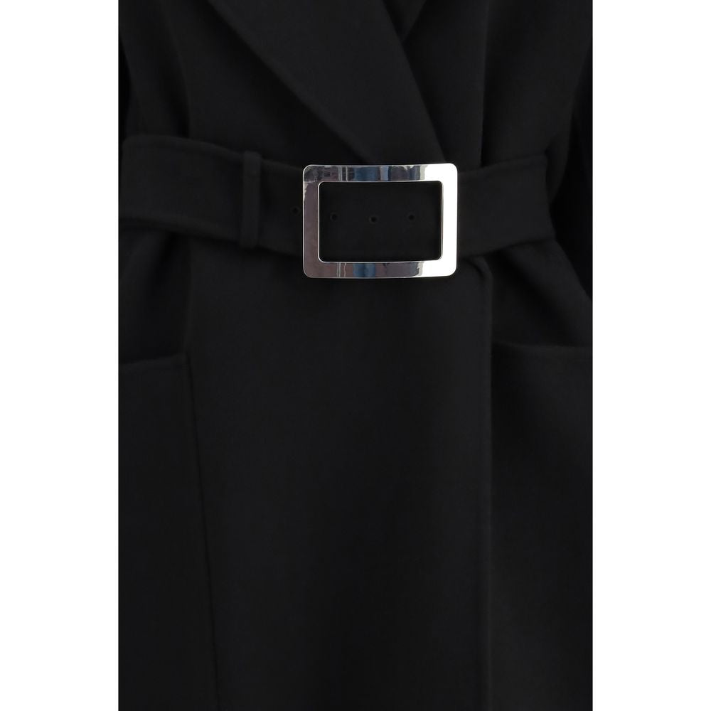 Max Mara Black Fleece Wool Coat