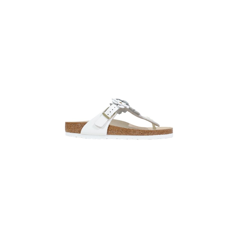 Birkenstock White Leather Flat Sandals
