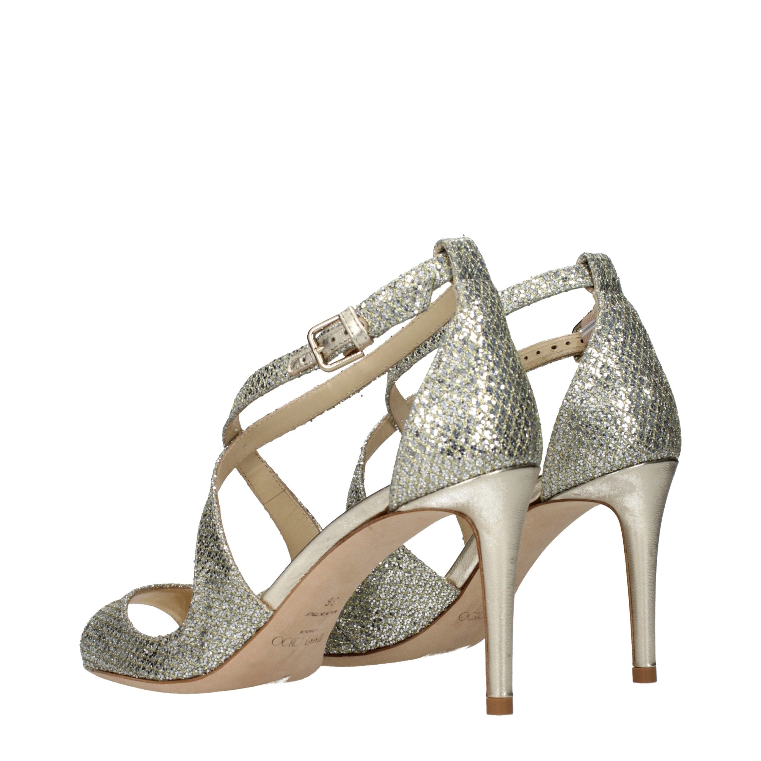 Jimmy Choo Gold Plastic Stiletto Heel Sandals