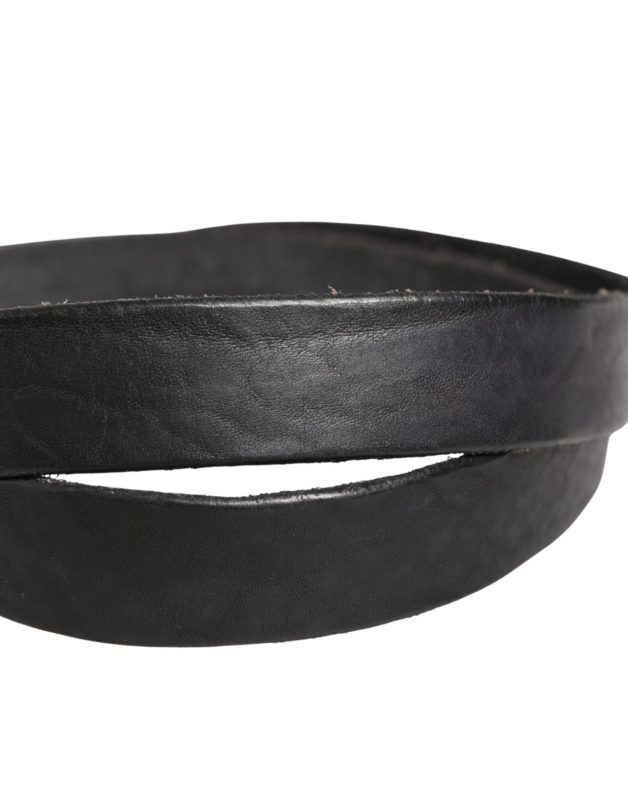 Daniele Alessandrini Men Black Leather Metal Buckle Belt