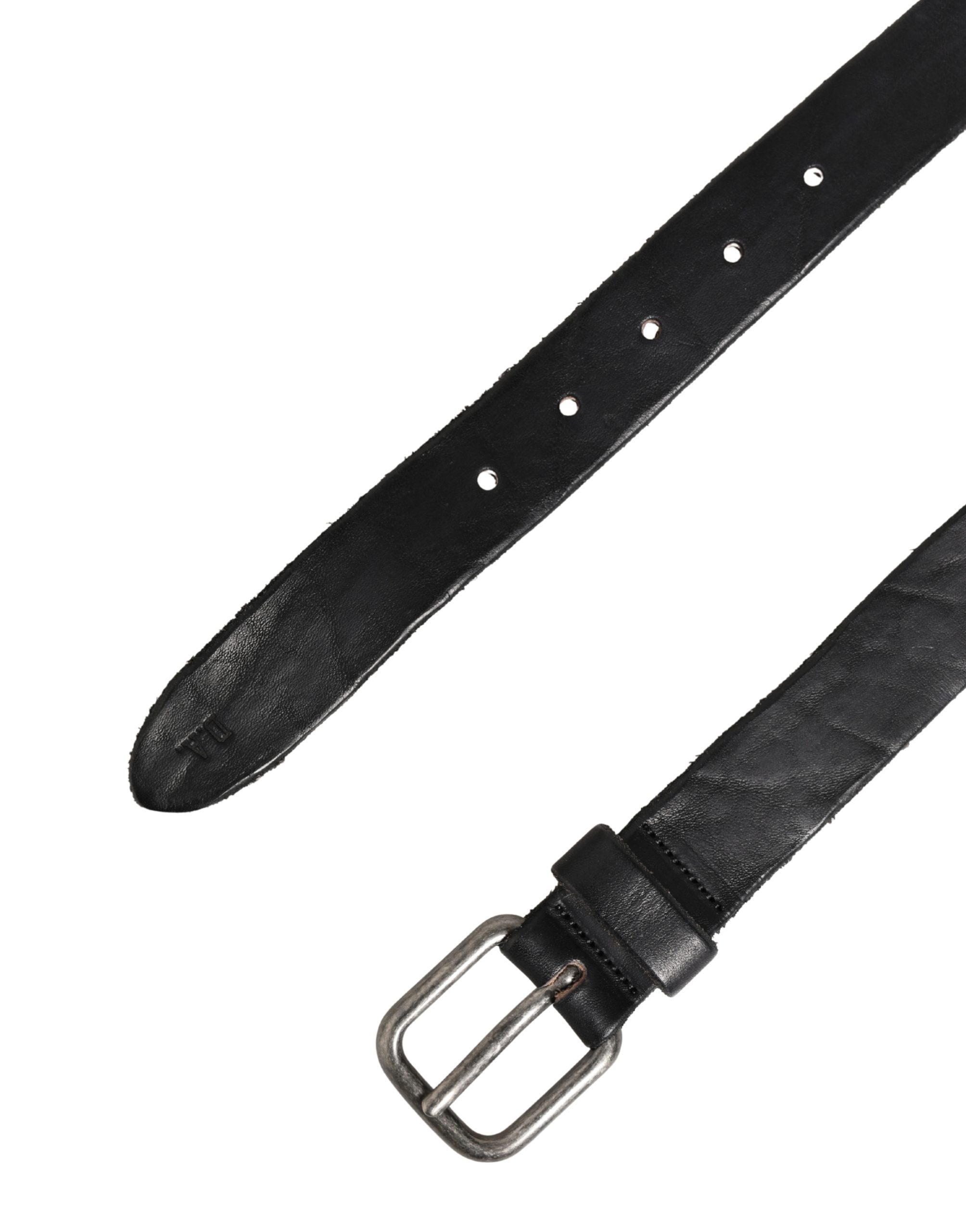 Daniele Alessandrini Men Black Leather Metal Buckle Belt