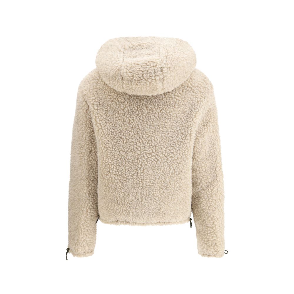 Miu Miu Beige Fleece Wool Full-Length Jacket