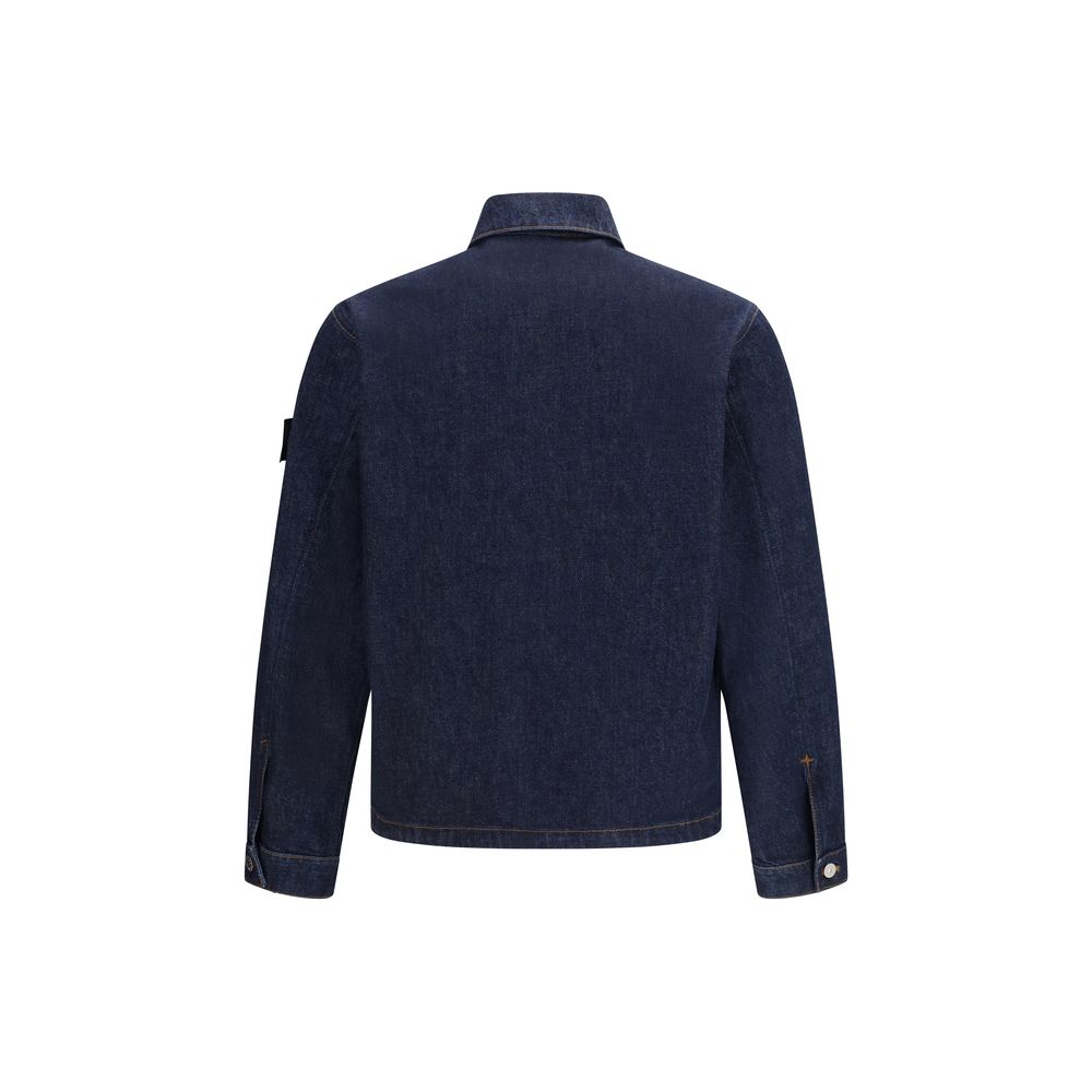 Stone Island Blue Cotton Denim Jacket