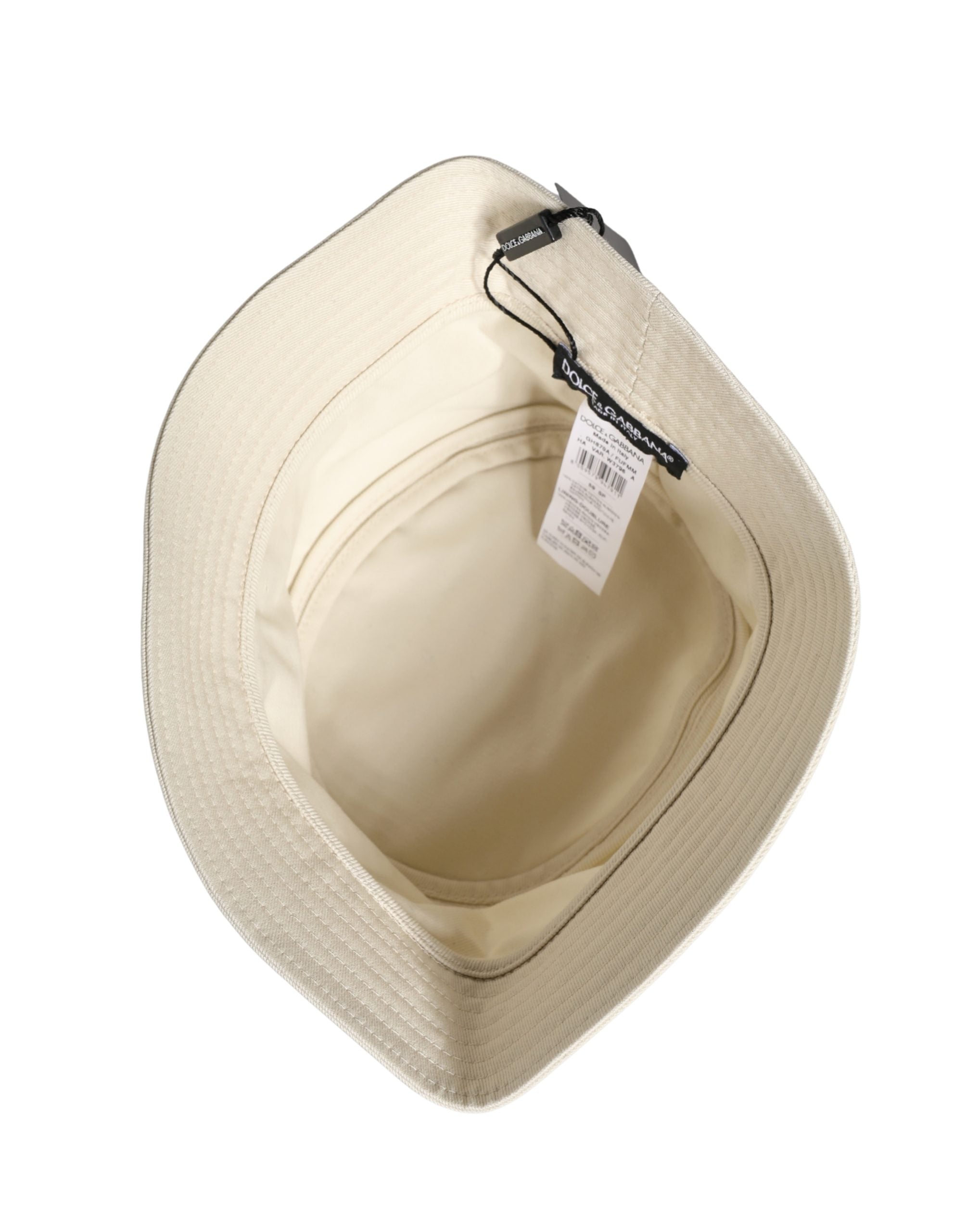 Dolce & Gabbana Men White Cotton Bucket Fisherman Capello Hat