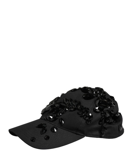 Dolce & Gabbana Men Black Cotton Embellished Baseball Capello Hat