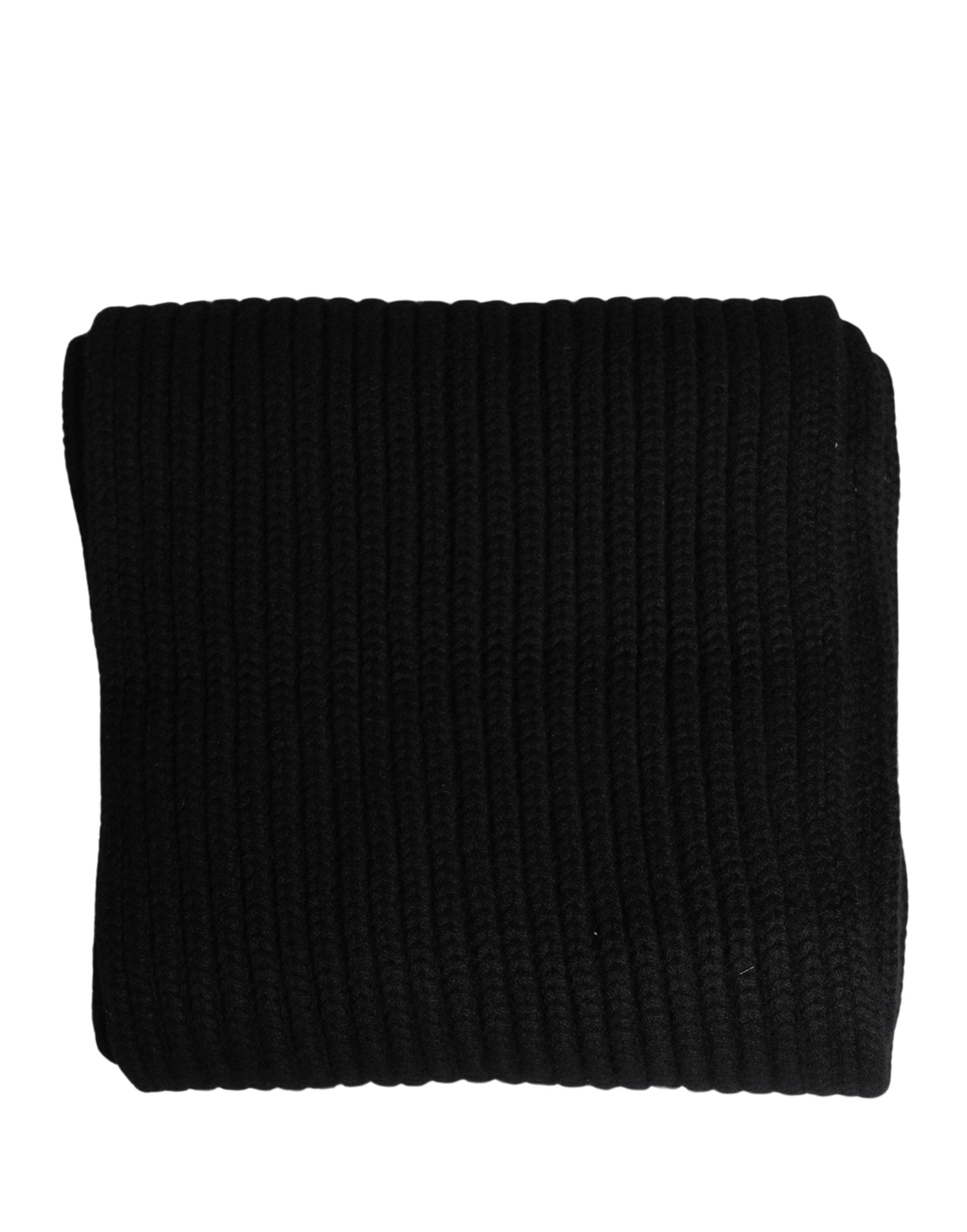 Dolce & Gabbana Black Cashmere Knitted Men Neck Warmer One Size Scarf