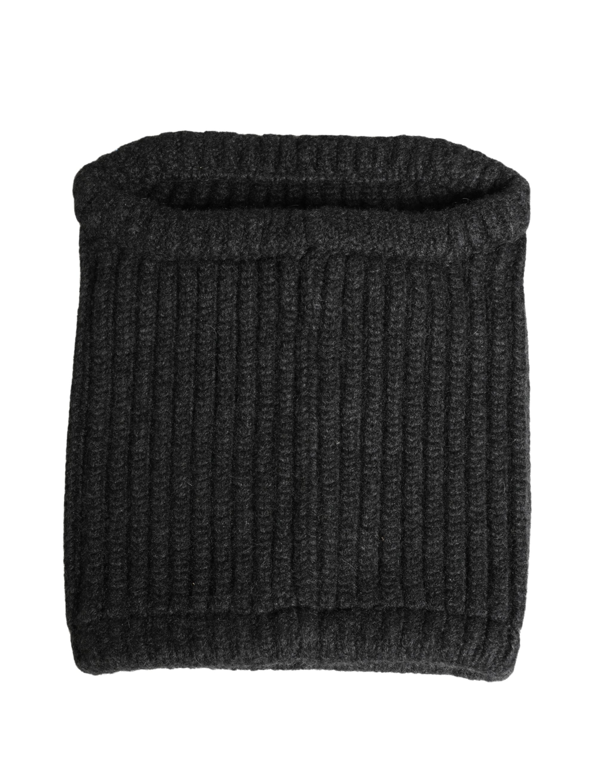 Dolce & Gabbana Black Cashmere Knitted Men Winter Neck Warmer Hat