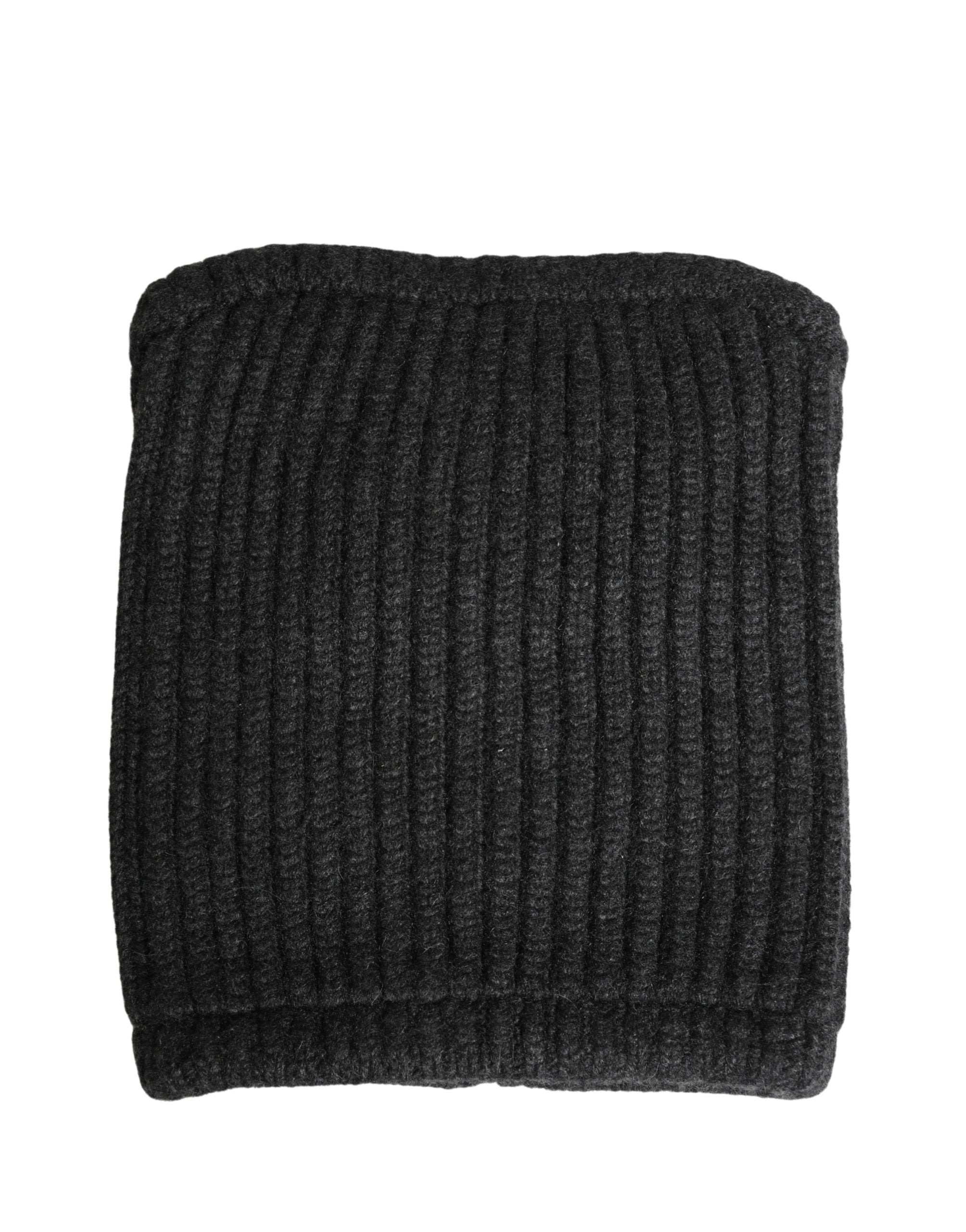 Dolce & Gabbana Black Cashmere Knitted Men Winter Neck Warmer Hat