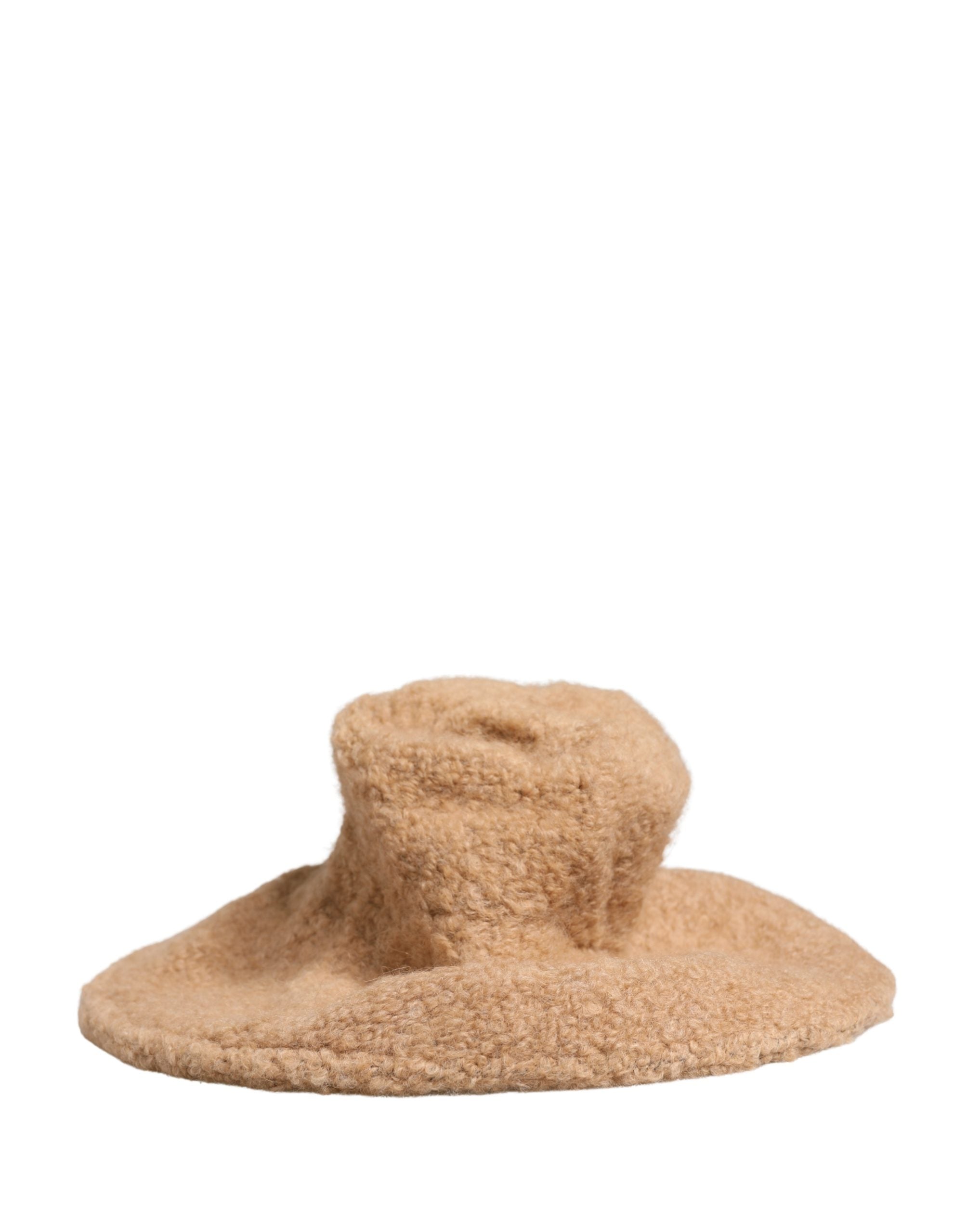 Dolce & Gabbana Beige Virgin Wool Fur Women Knitted Capello Hat