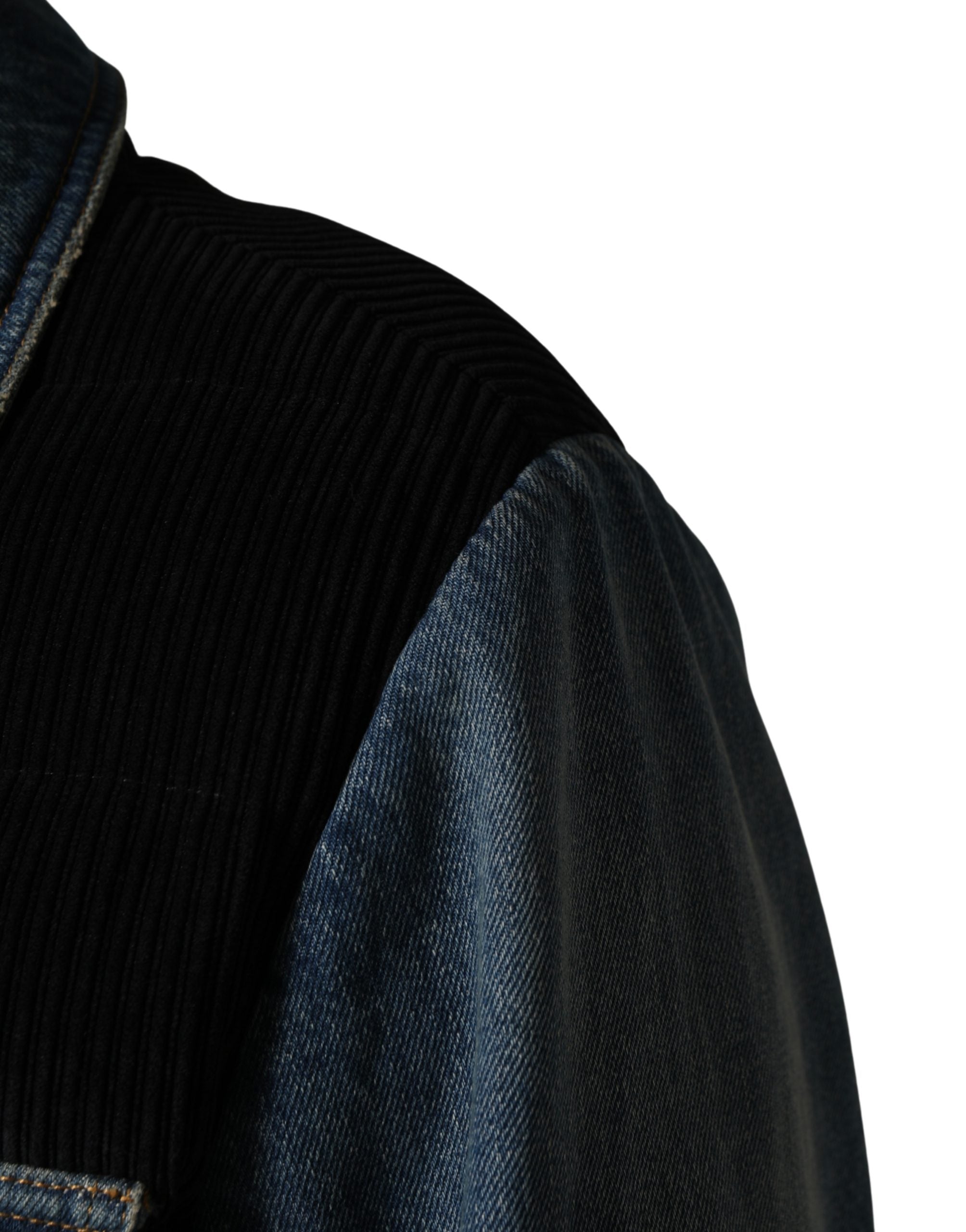 Dolce & Gabbana Black Blue Cotton Denim Blouson Men  Jacket