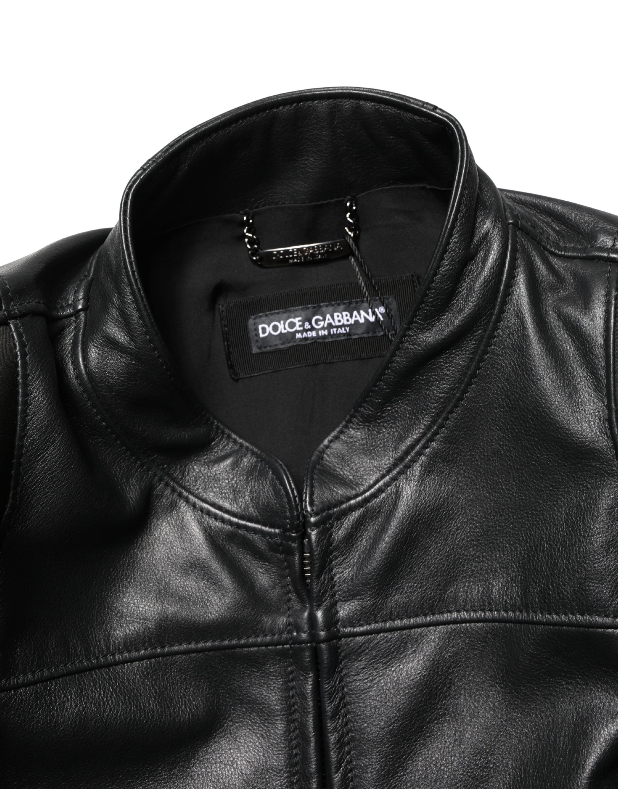 Dolce & Gabbana Black Nylon Full Zip Men Biker Coat Jacket