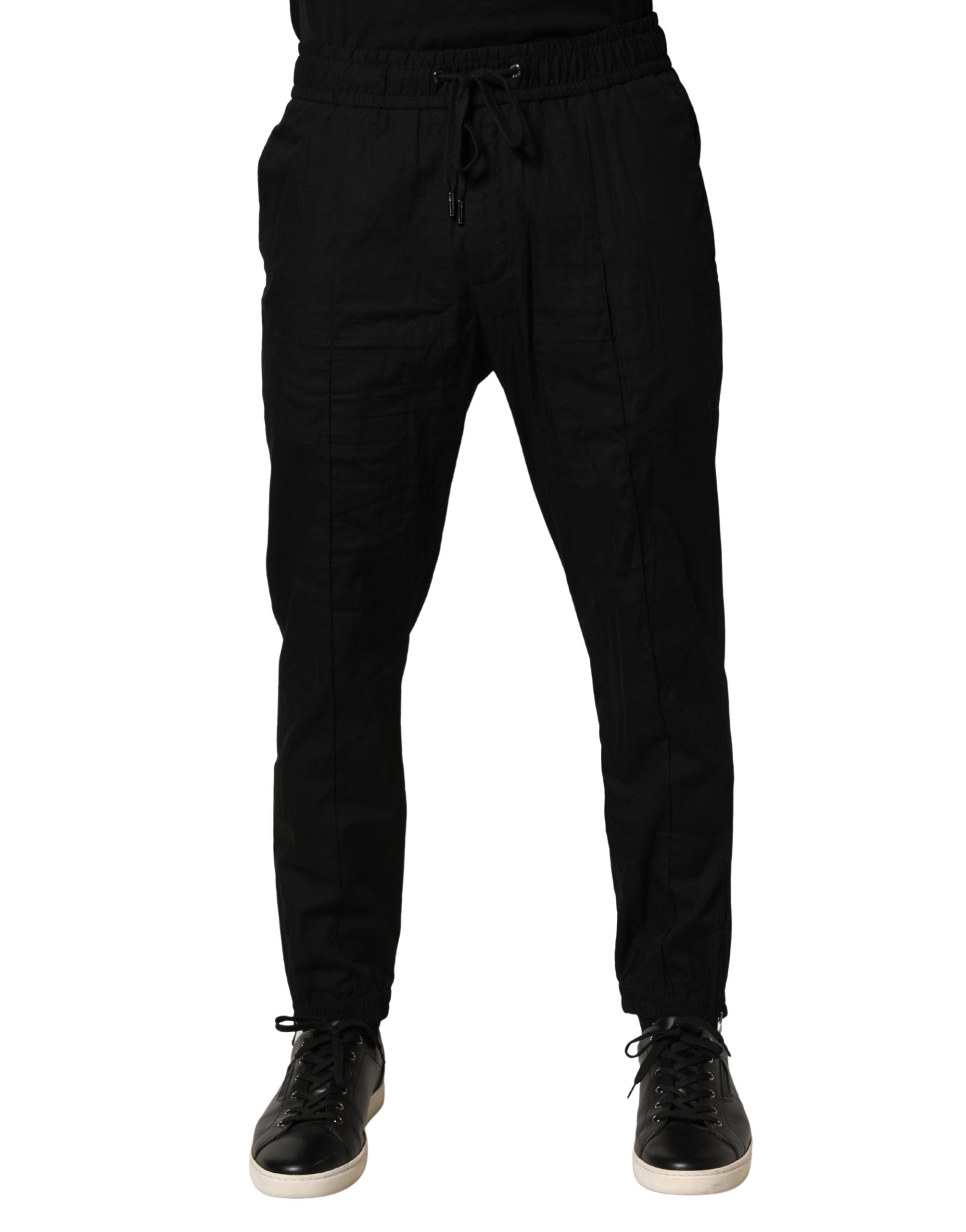 Dolce & Gabbana Black Cotton Skinny Men Jogger Trouser Pants