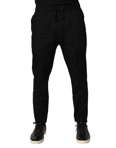 Dolce & Gabbana Black Cotton Skinny Men Jogger Trouser Pants