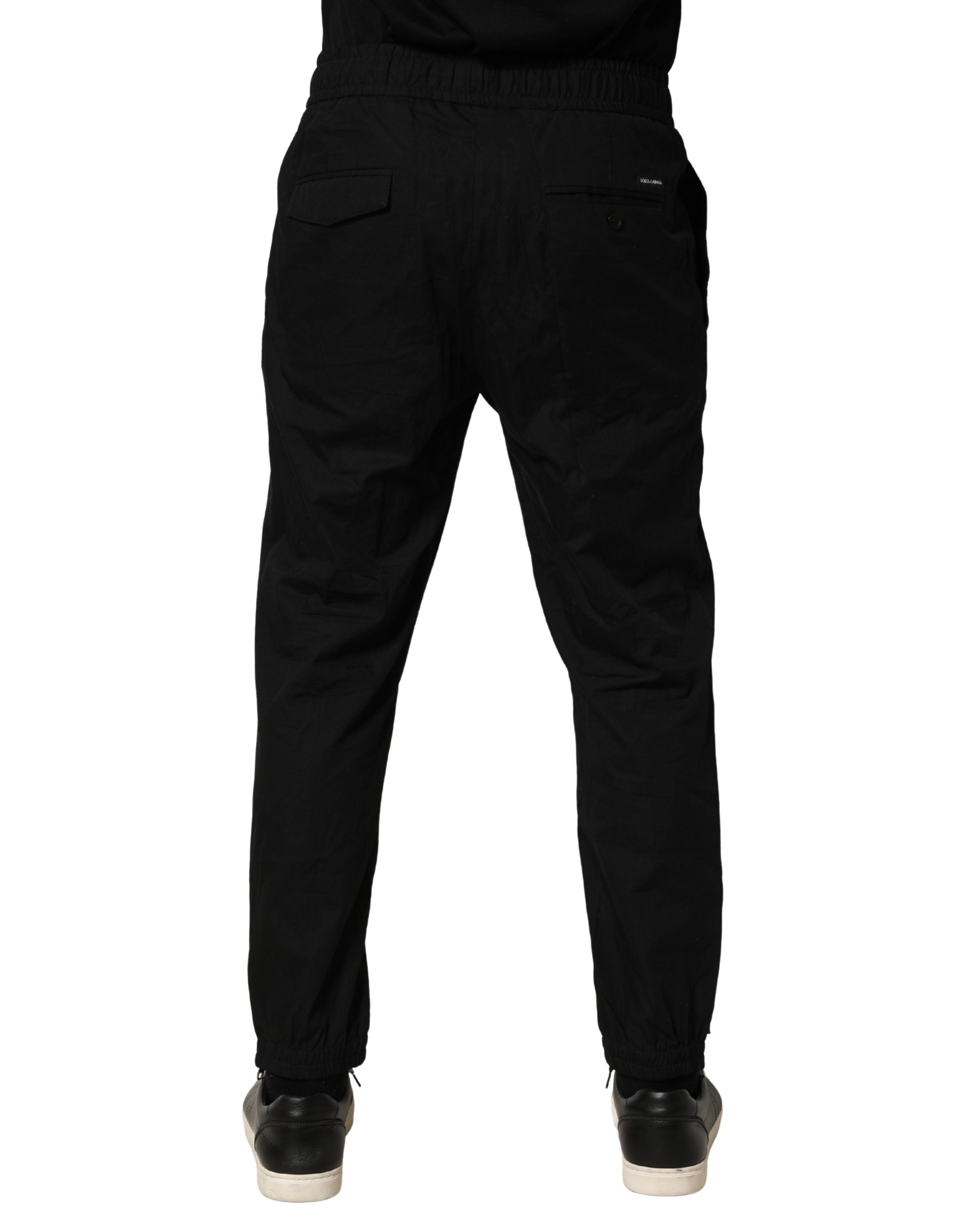 Dolce & Gabbana Black Cotton Skinny Men Jogger Trouser Pants