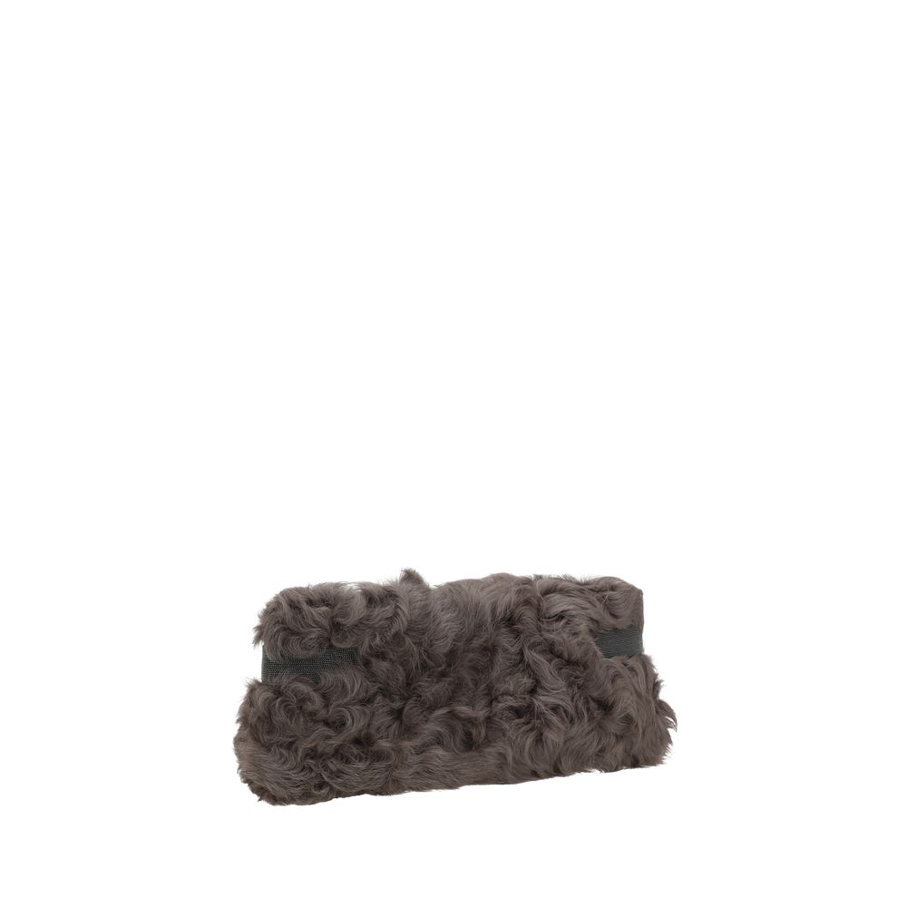 Brunello Cucinelli Brown Fur Clutch Bag