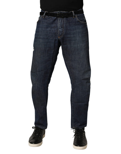Dolce & Gabbana Dark Blue Washed Skinny Cotton Denim  Jeans
