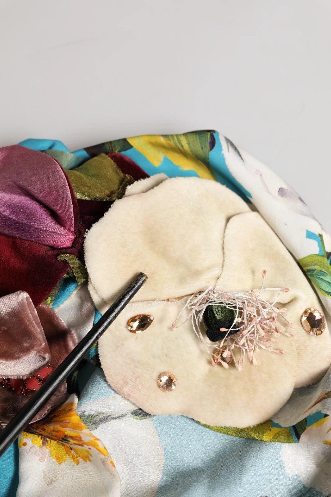 Dolce & Gabbana Blue Floral Motif Turban Headwear Women Hat