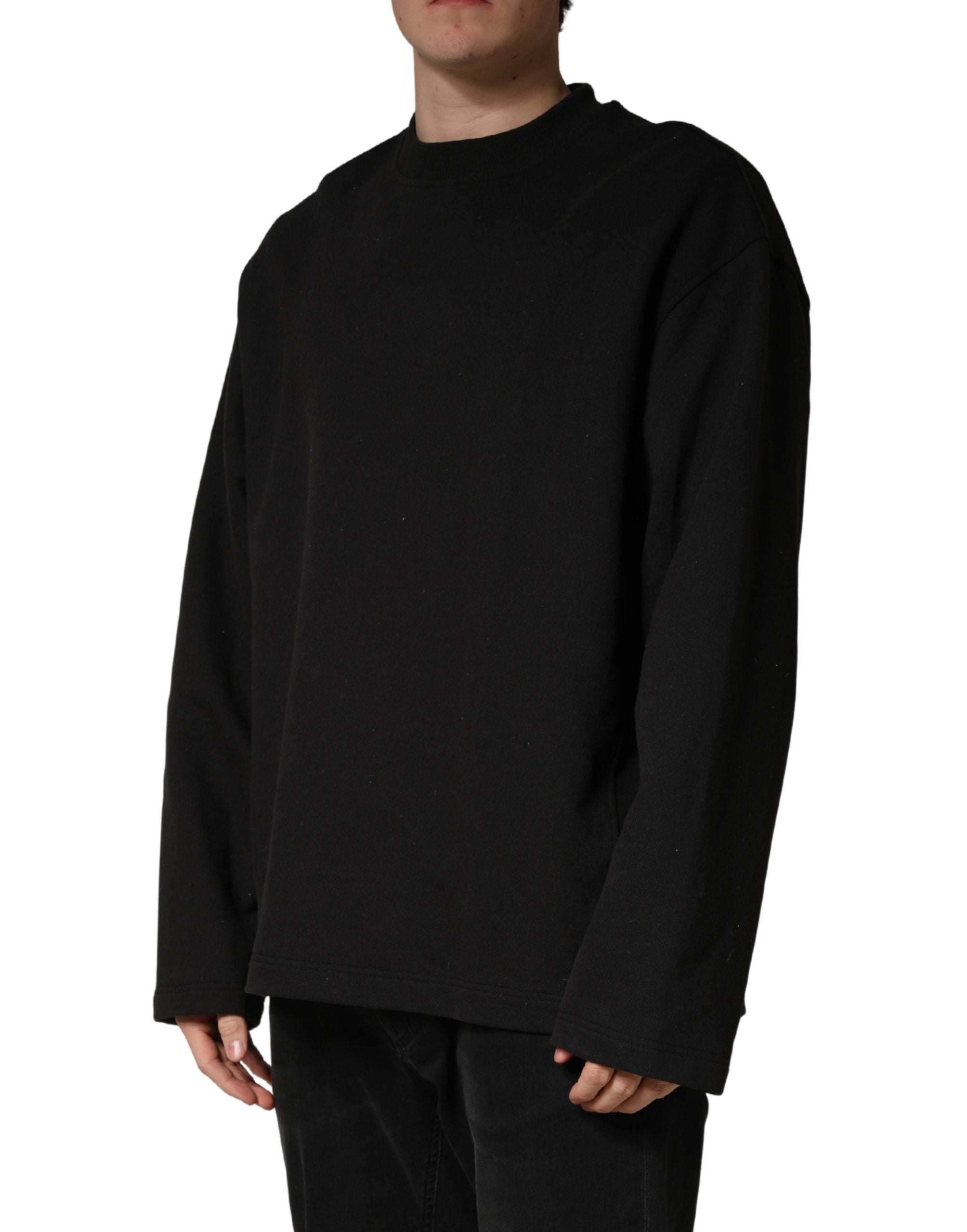 Dolce & Gabbana Black Cotton Crew Neck Sweatshirt  Sweater