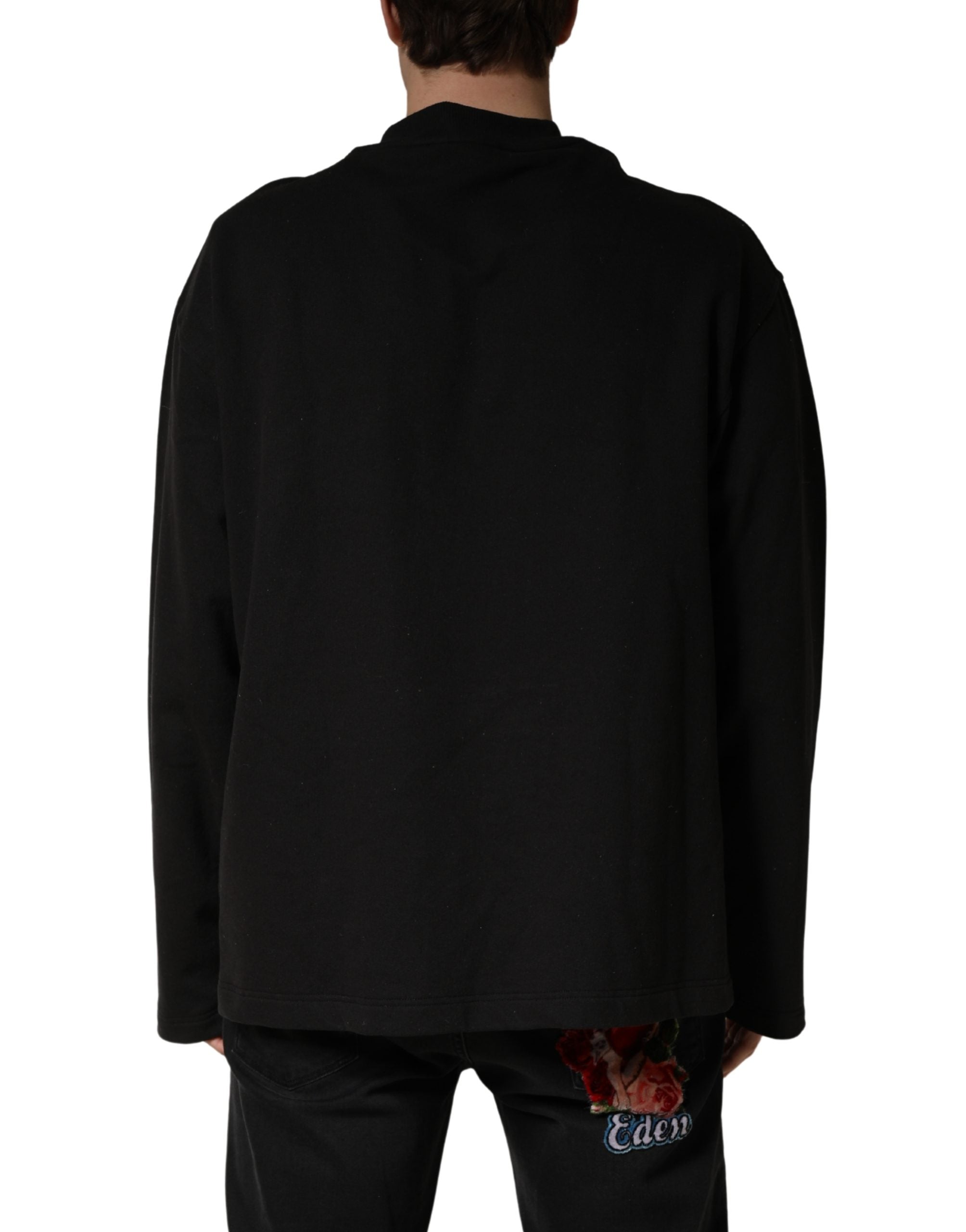 Dolce & Gabbana Black Cotton Crew Neck Sweatshirt  Sweater