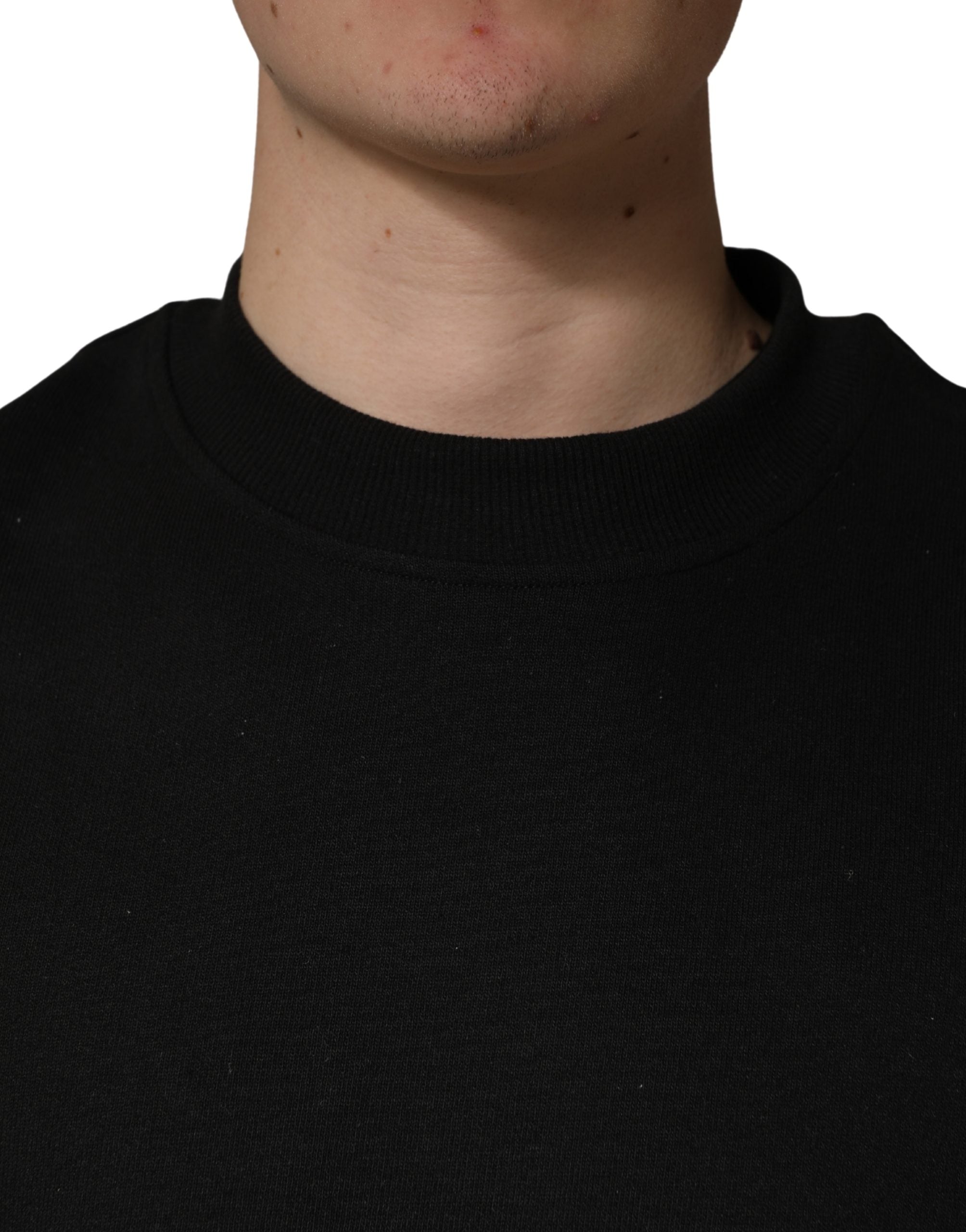 Dolce & Gabbana Black Cotton Crew Neck Sweatshirt  Sweater