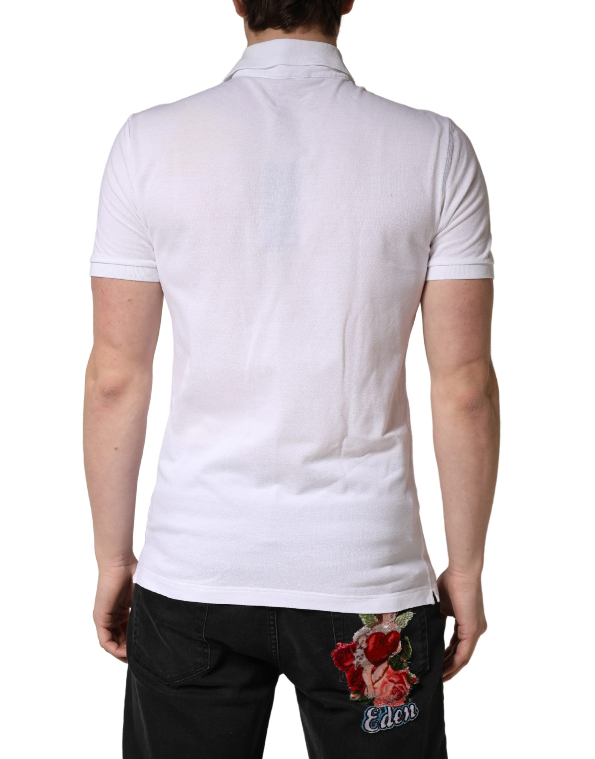 Dolce & Gabbana White Collared Short Sleeves Men Polo T-shirt