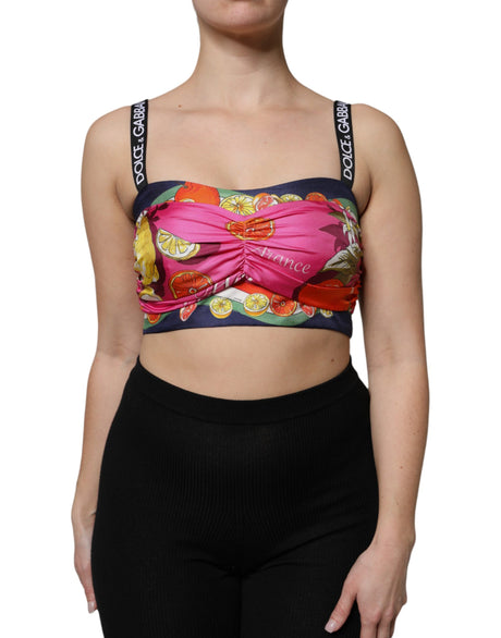 Dolce & Gabbana Multicolor Silk Cropped Bustier Corset Top