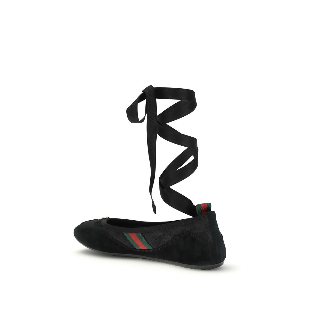 Gucci Black Fabric Ballet Flats