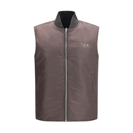 Diesel Brown Polyamide Sleeveless Jacket