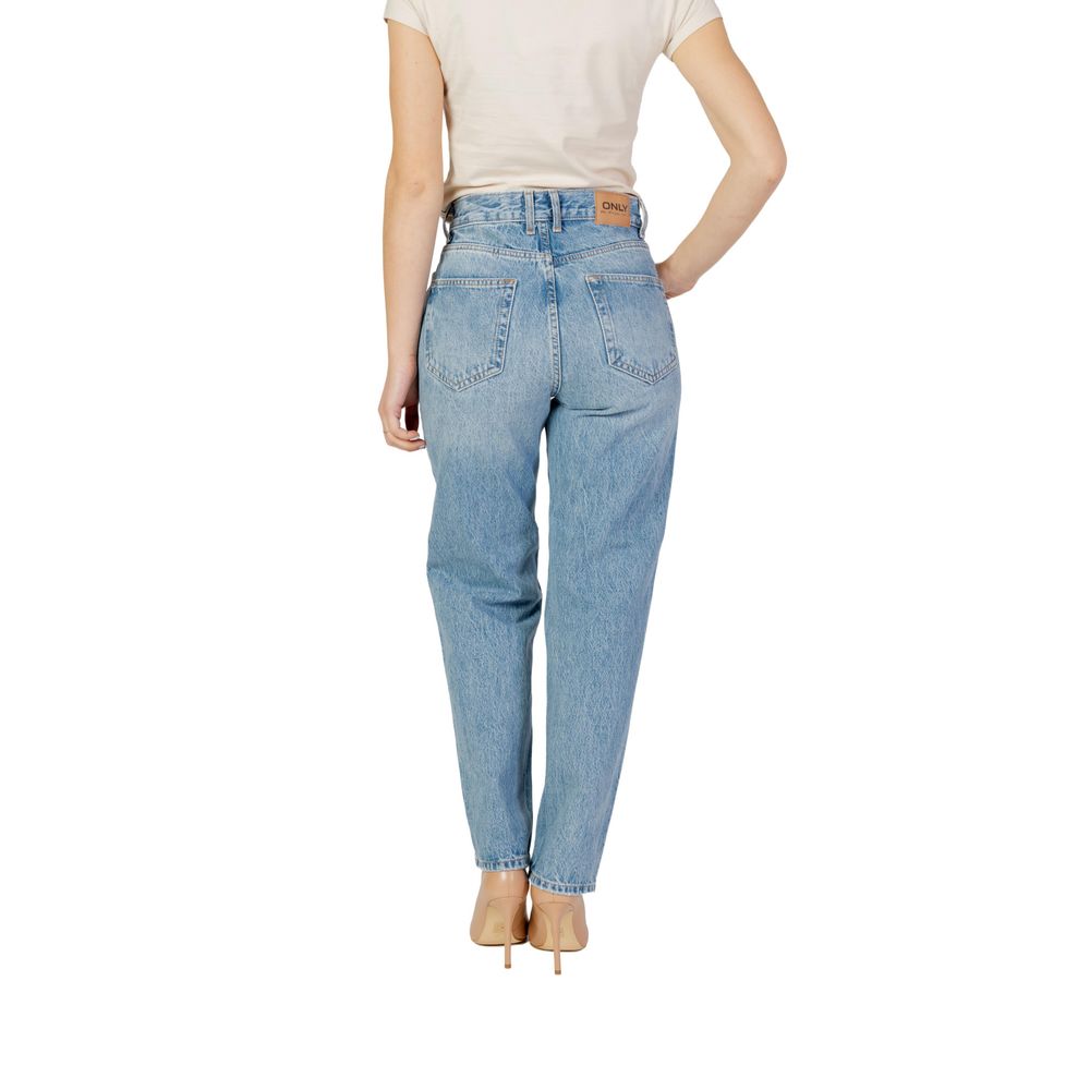 Only Light Blue Cotton Relaxed Fit Jeans
