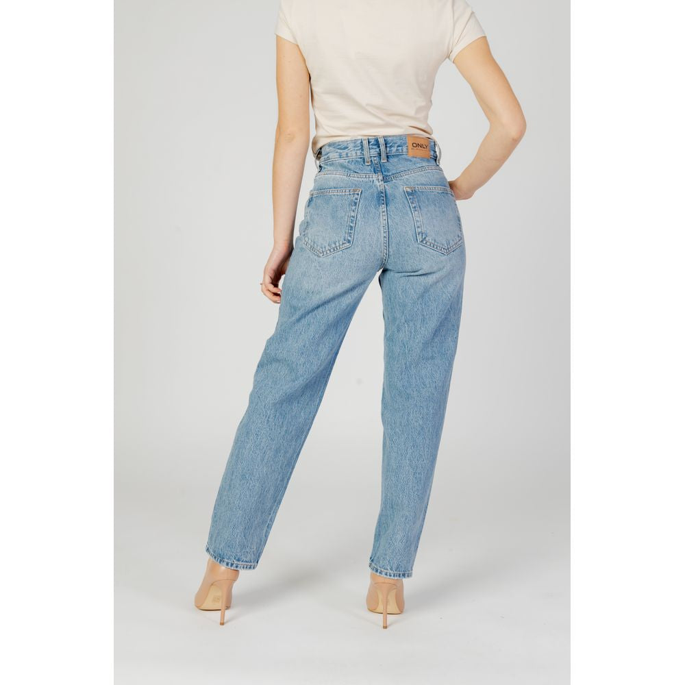 Only Light Blue Cotton Relaxed Fit Jeans