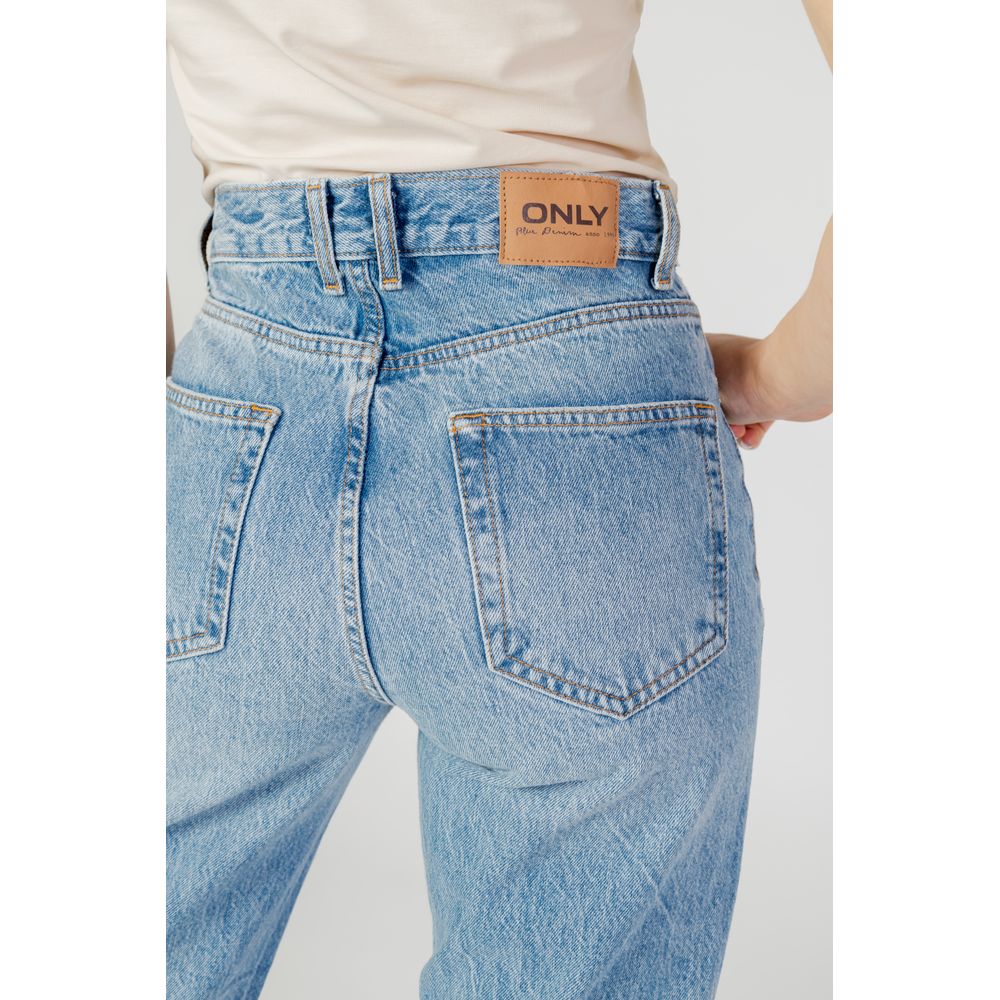 Only Light Blue Cotton Relaxed Fit Jeans