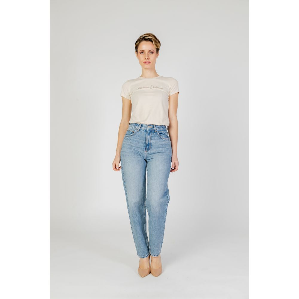 Only Light Blue Cotton Relaxed Fit Jeans