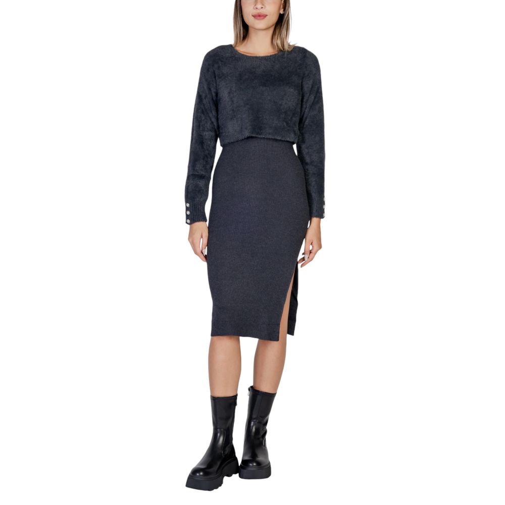 Morgan De Toi Gray Polyamide Midi Dress