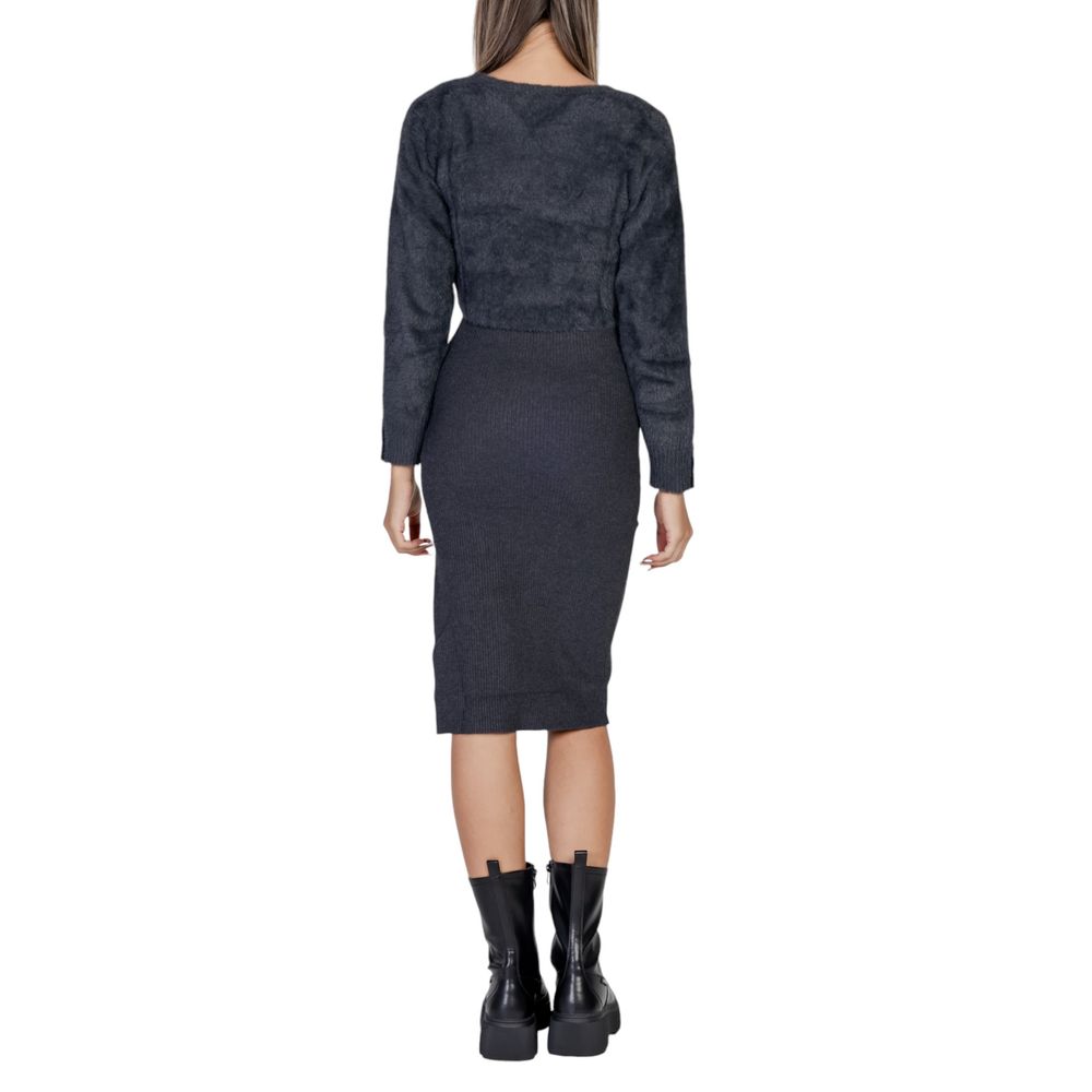 Morgan De Toi Gray Polyamide Midi Dress