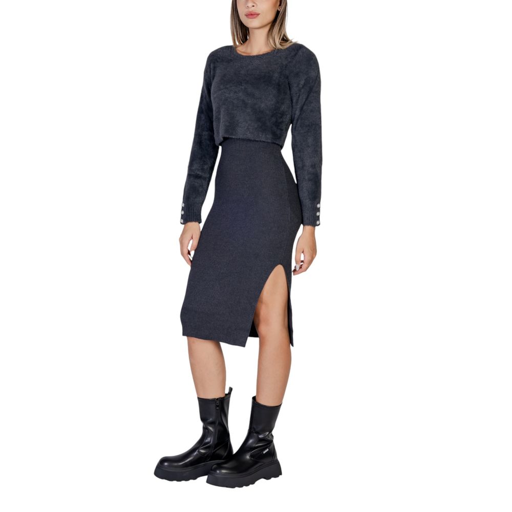 Morgan De Toi Gray Polyamide Midi Dress