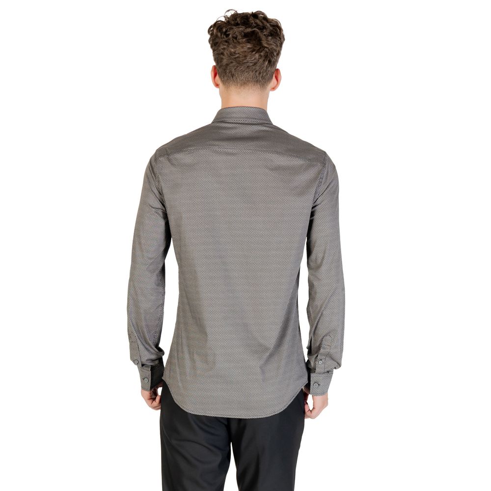 Armani Exchange Blue Cotton Pattern Shirt