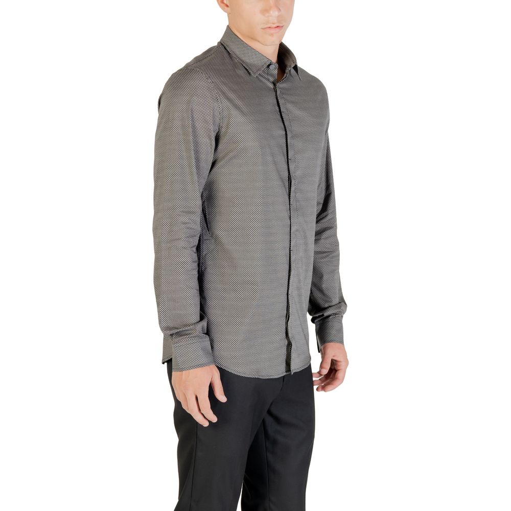 Armani Exchange Blue Cotton Pattern Shirt